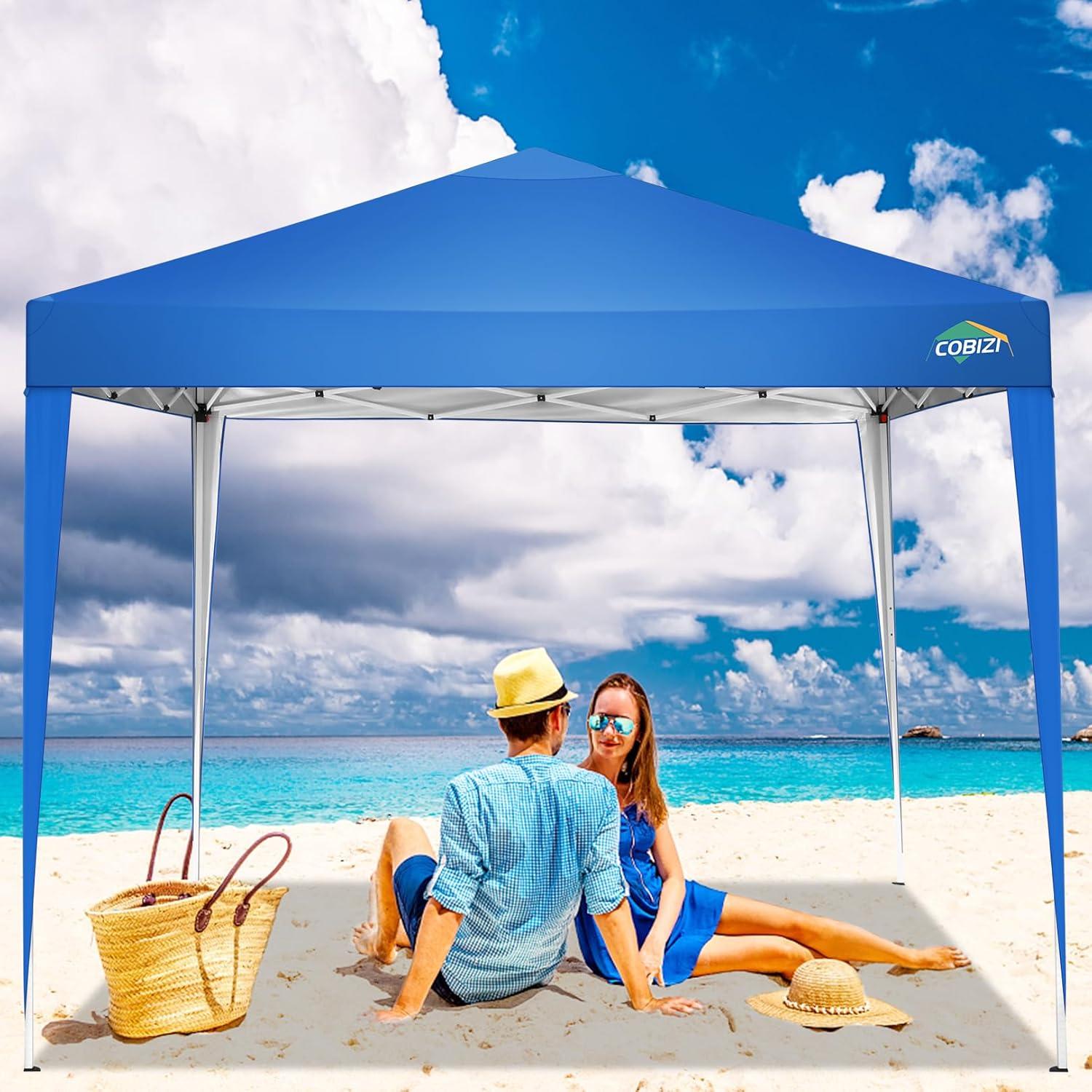 image:imageCOBIZI 10x10 Pop Up Canopy Tent with 4 Sidewalls Easy Set up Canopy 10x10 Waterproof Commercial Outdoor Gazebo Portable Shelter Instant Tents for PartiesBackyardFlea MarketCarrying Bag1Navy BlueBlue
