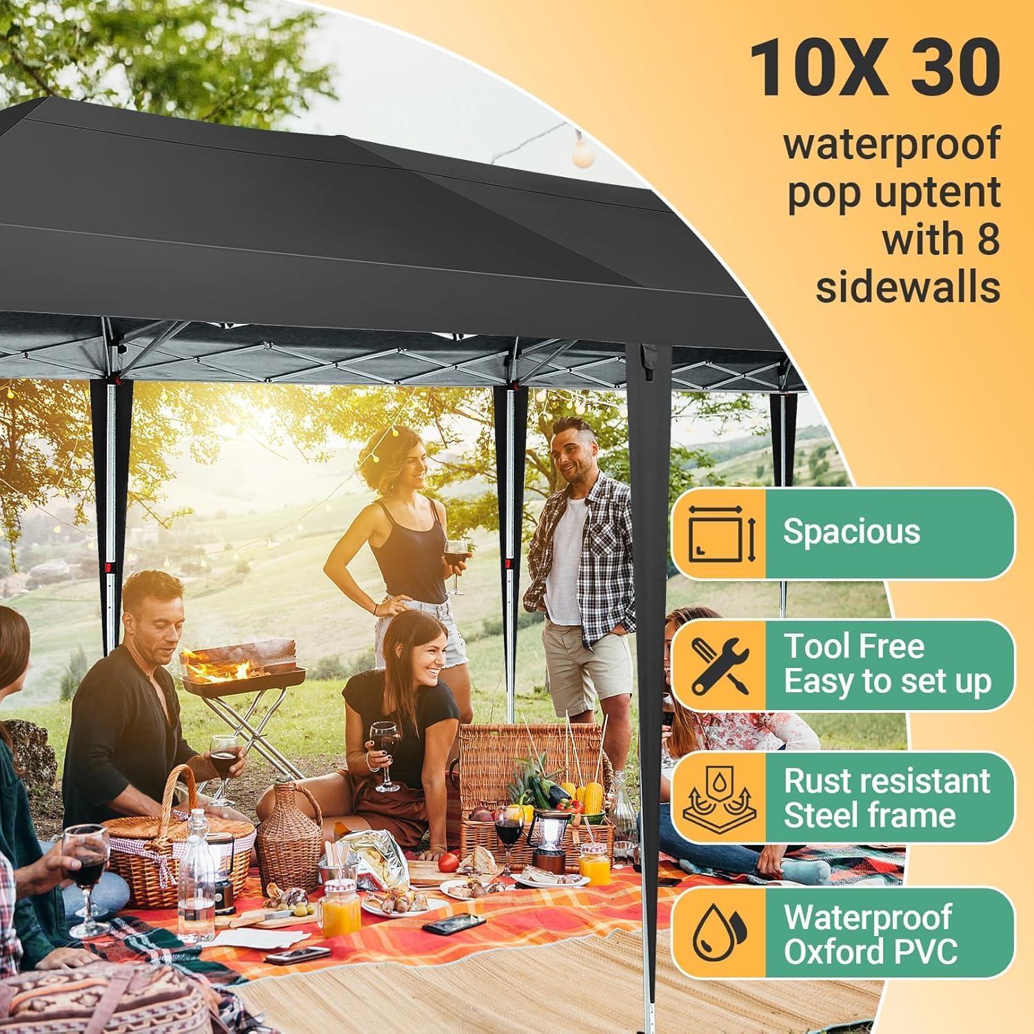 image:imageCOBIZI 10x10 Pop Up Canopy Tent with 4 Sidewalls Easy Set up Canopy 10x10 Waterproof Commercial Outdoor Gazebo Portable Shelter Instant Tents for PartiesBackyardFlea MarketCarrying Bag1Navy BlueMatte Black