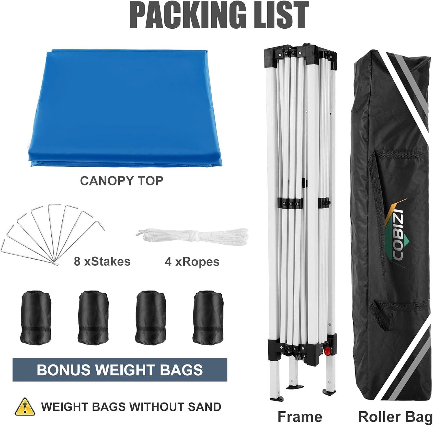 image:imageCOBIZI 10x10 Pop Up Canopy Tent with 4 Sidewalls Easy Set up Canopy 10x10 Waterproof Commercial Outdoor Gazebo Portable Shelter Instant Tents for PartiesBackyardFlea MarketCarrying Bag1Navy BlueBlue