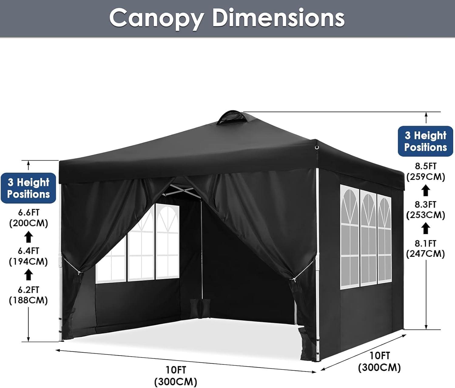 image:imageCOBIZI 10x10 Pop Up Canopy Tent with 4 Sidewalls UPF 50Waterproof Outdoor Canopy with Air Vent Instant Portable Camping Canopies Gazebo for Commercial Sun Shade Party 4 SandbagsWhiteBlack1 year warranty
