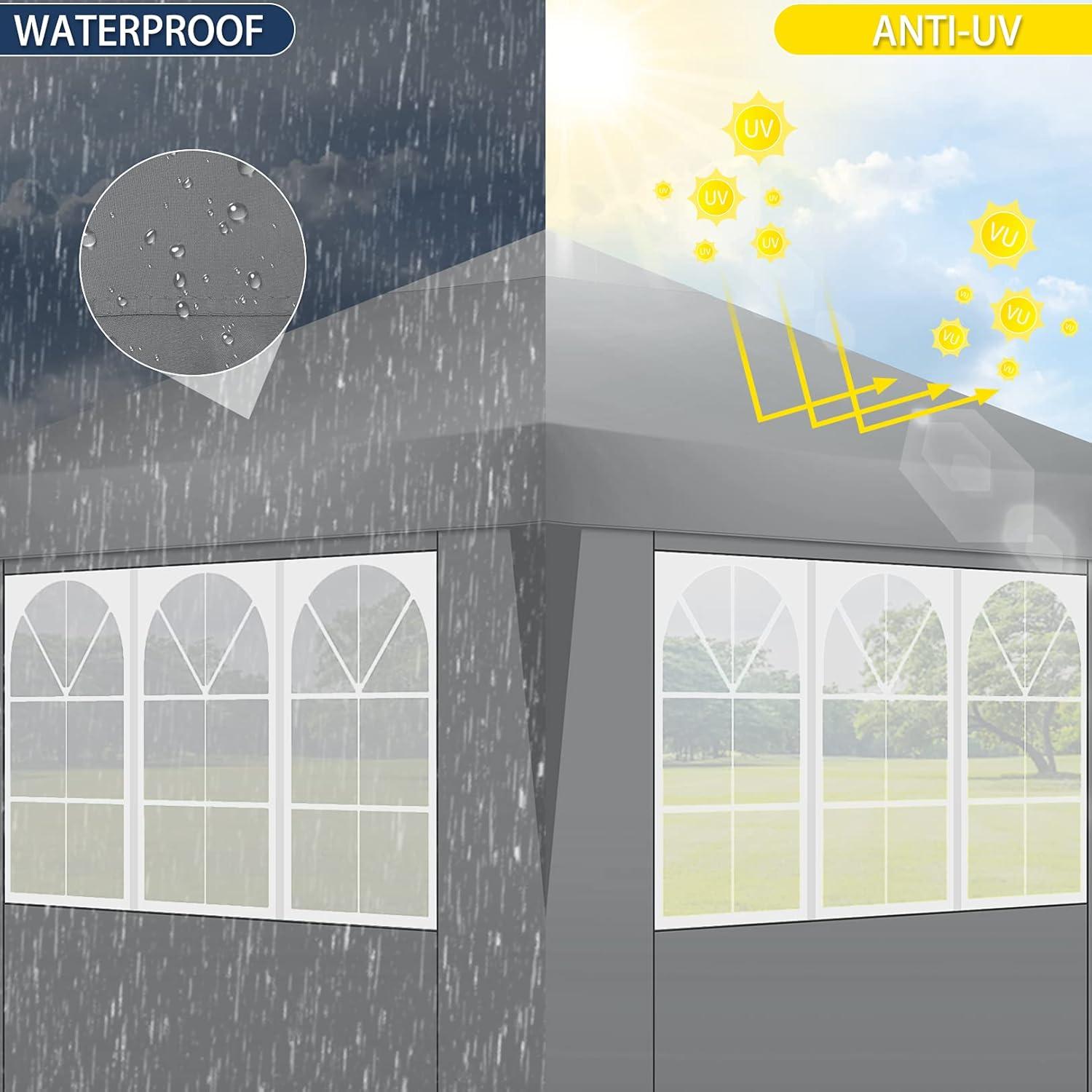 image:imageCOBIZI 10x10 Pop Up Canopy Tent with 4 Sidewalls UPF 50Waterproof Outdoor Canopy with Air Vent Instant Portable Camping Canopies Gazebo for Commercial Sun Shade Party 4 SandbagsWhitePigeon Grey