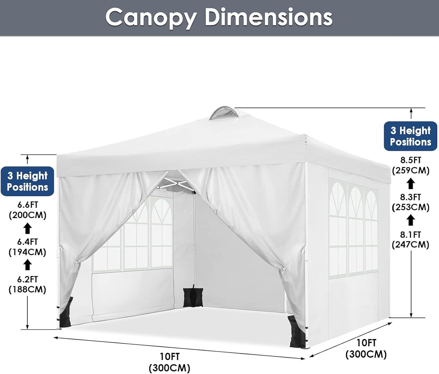 image:imageCOBIZI 10x10 Pop Up Canopy Tent with 4 Sidewalls UPF 50Waterproof Outdoor Canopy with Air Vent Instant Portable Camping Canopies Gazebo for Commercial Sun Shade Party 4 SandbagsWhiteWhite1 year warranty