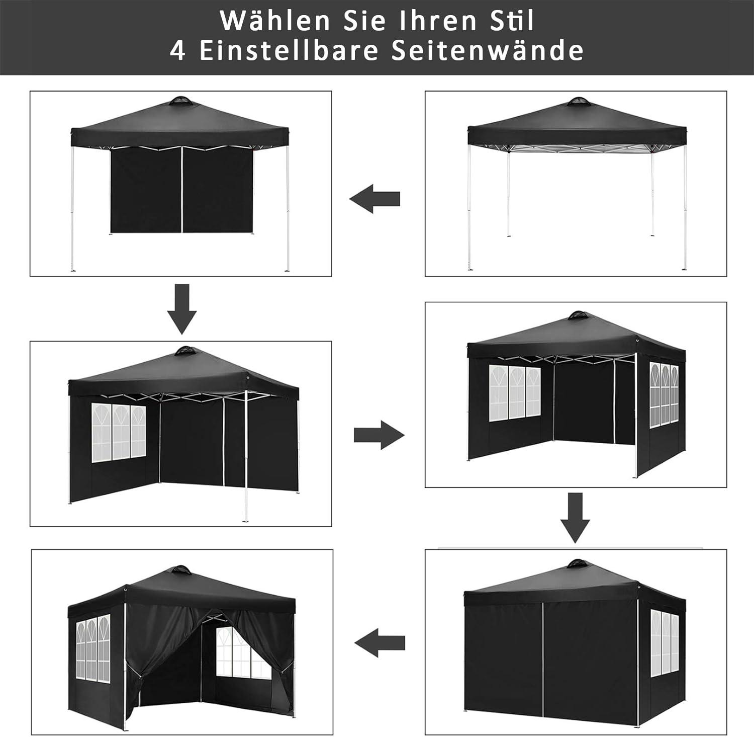 image:imageCOBIZI 10x10 Pop Up Canopy Tent with 4 Sidewalls UPF 50Waterproof Outdoor Canopy with Air Vent Instant Portable Camping Canopies Gazebo for Commercial Sun Shade Party 4 SandbagsWhiteMatter Black