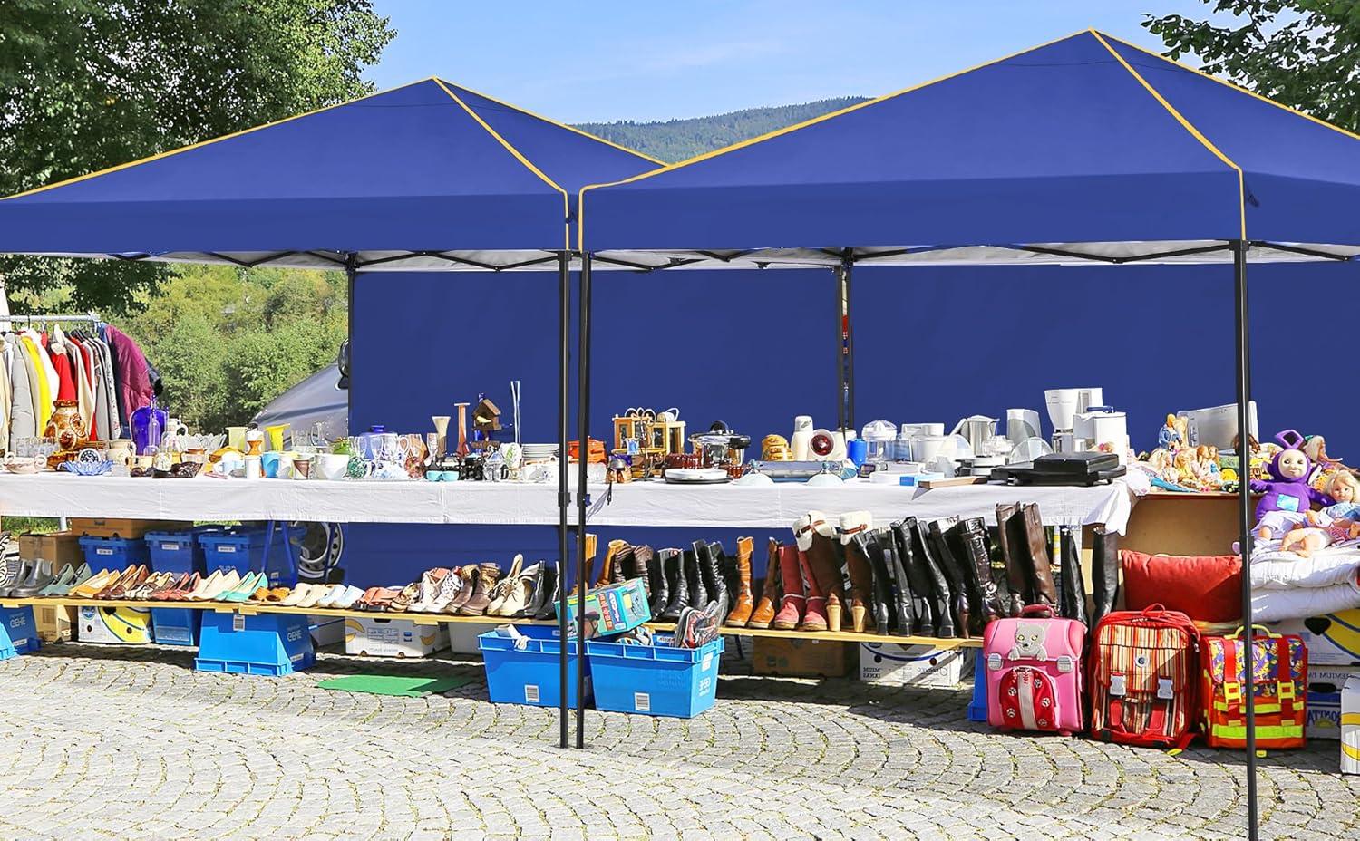 image:imageCOBIZI 10x10 Pop up Canopy Canopy Tent Gazebos Ez up Canopy 10x10 for Parties Beach Camping Party Event Shelter Sun Shade with 4 Sidewalls amp Carry Bag 4 Stakes amp Ropes amp Sandbags BlackNavy Blue