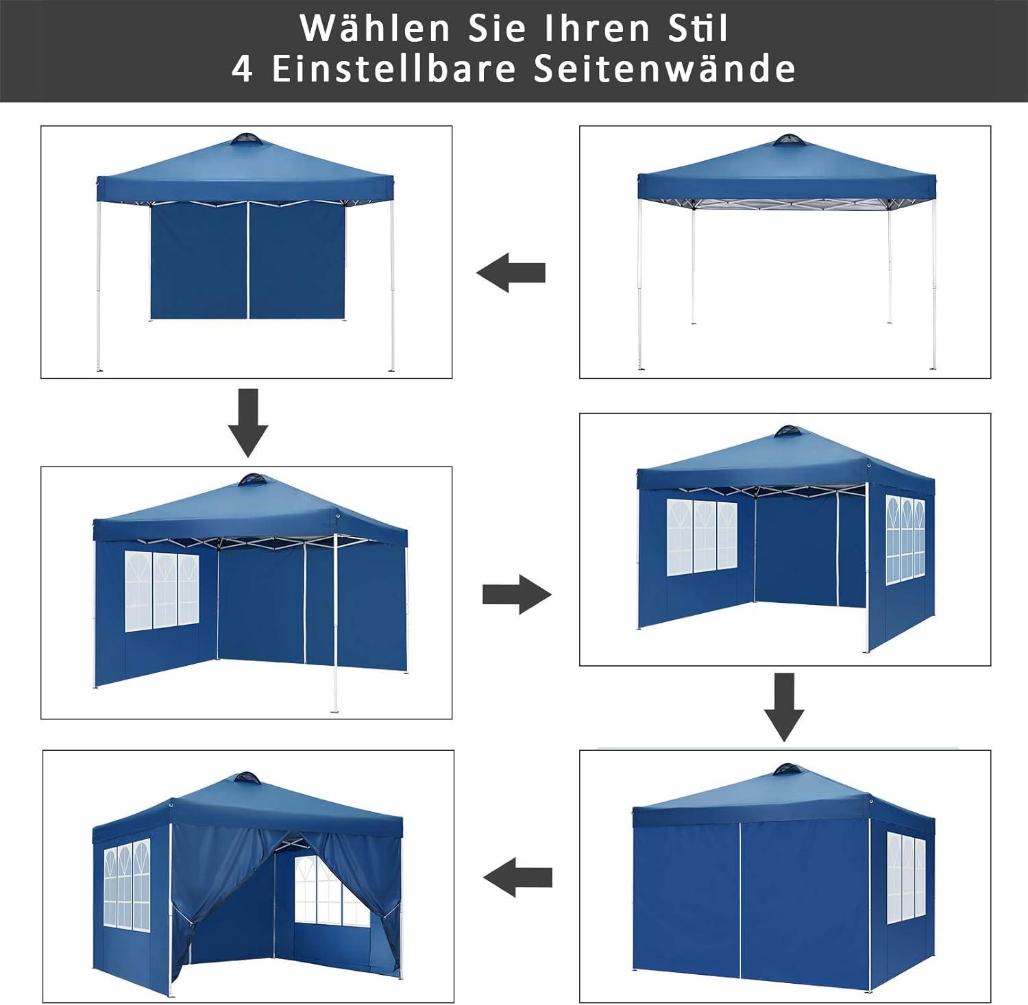 image:imageCOBIZI 10x20 Pop Up Canopy with 6 Sidewall Commercial Canopy UPF 50 Waterproof Outdoor Gazebo with Carry Bag Tents for Parties with Upgrade Frame 3 Height Adjustable BlackDark Blue