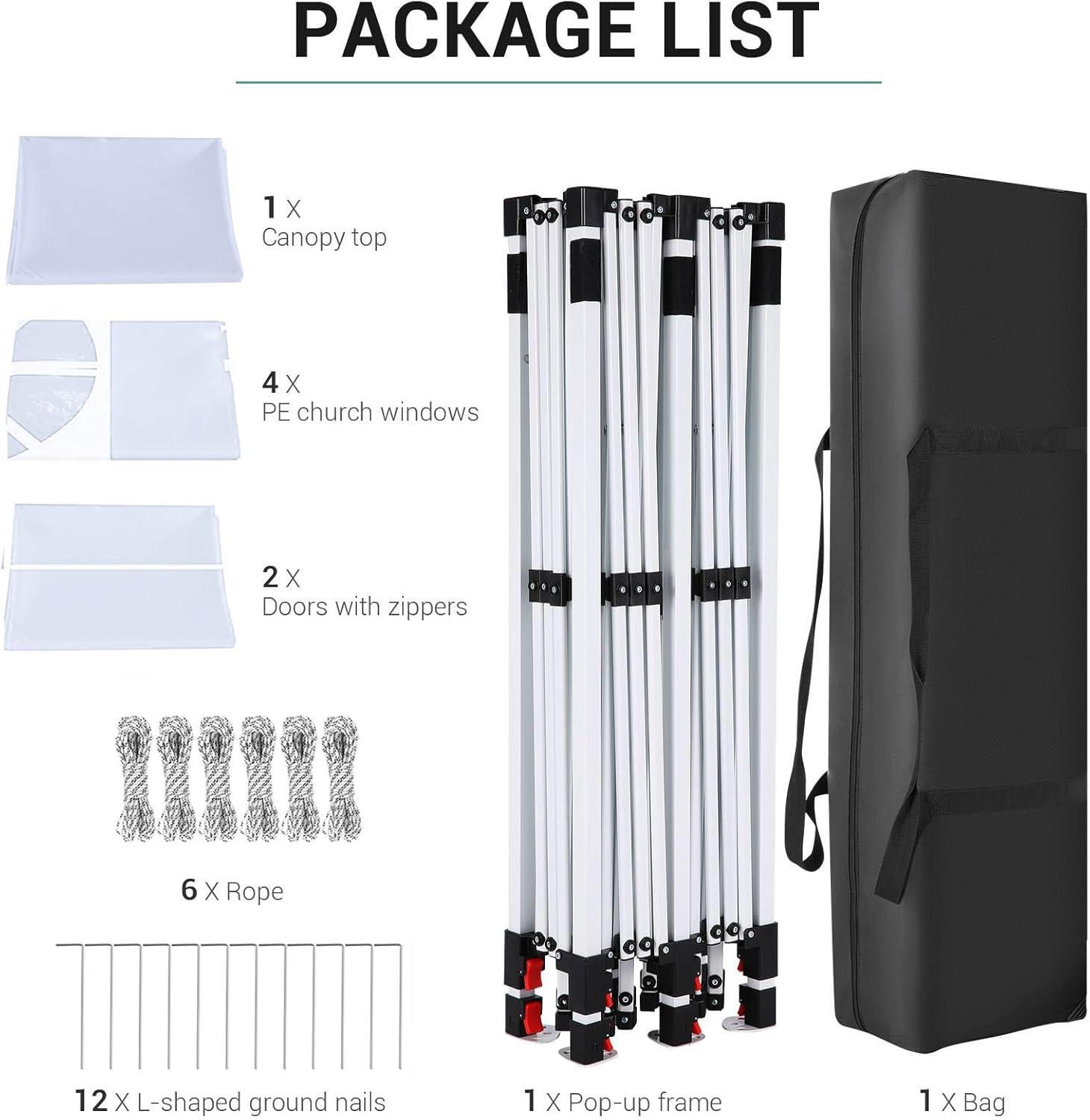 image:imageCOBIZI 10x20 Pop Up Canopy with 6 Sidewall Commercial Canopy UPF 50 Waterproof Outdoor Gazebo with Carry Bag Tents for Parties with Upgrade Frame 3 Height Adjustable BlackArctic White