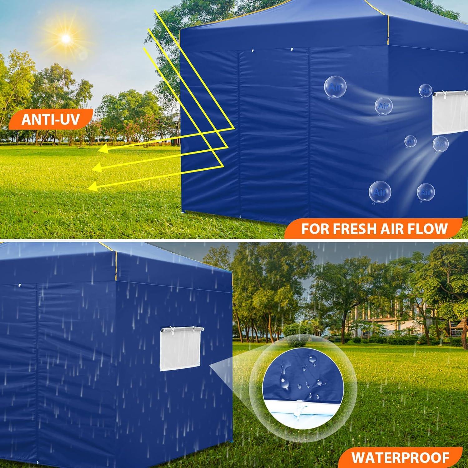 image:imageCOBIZI 10x20 Pop Up Canopy with 6 Sidewall Commercial Canopy UPF 50 Waterproof Outdoor Gazebo with Carry Bag Tents for Parties with Upgrade Frame 3 Height Adjustable BlackDark Blue