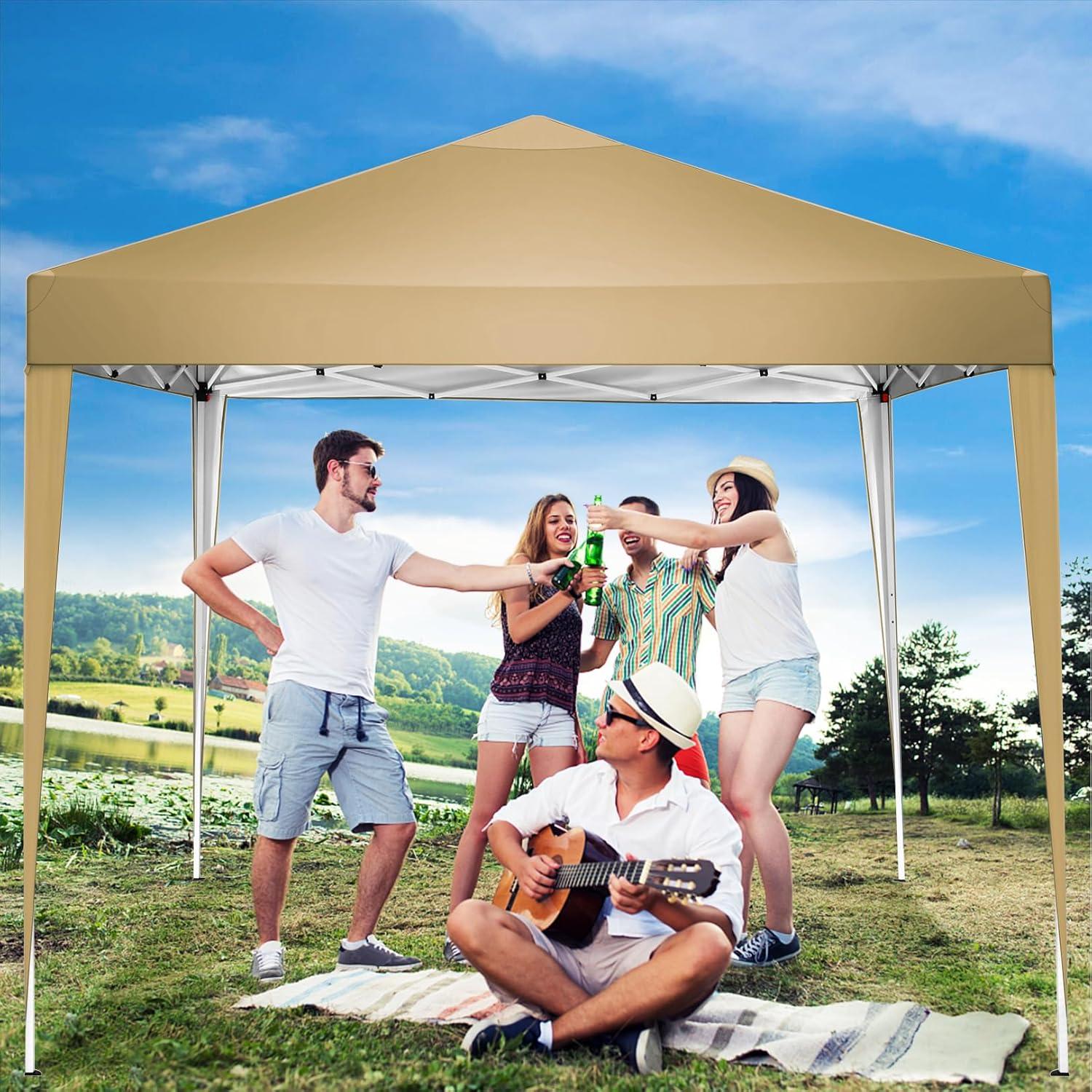 image:imageCOBIZI 10x20 Pop Up Canopy with 6 Sidewall Commercial Canopy UPF 50 Waterproof Outdoor Gazebo with Carry Bag Tents for Parties with Upgrade Frame 3 Height Adjustable BlackKhaki