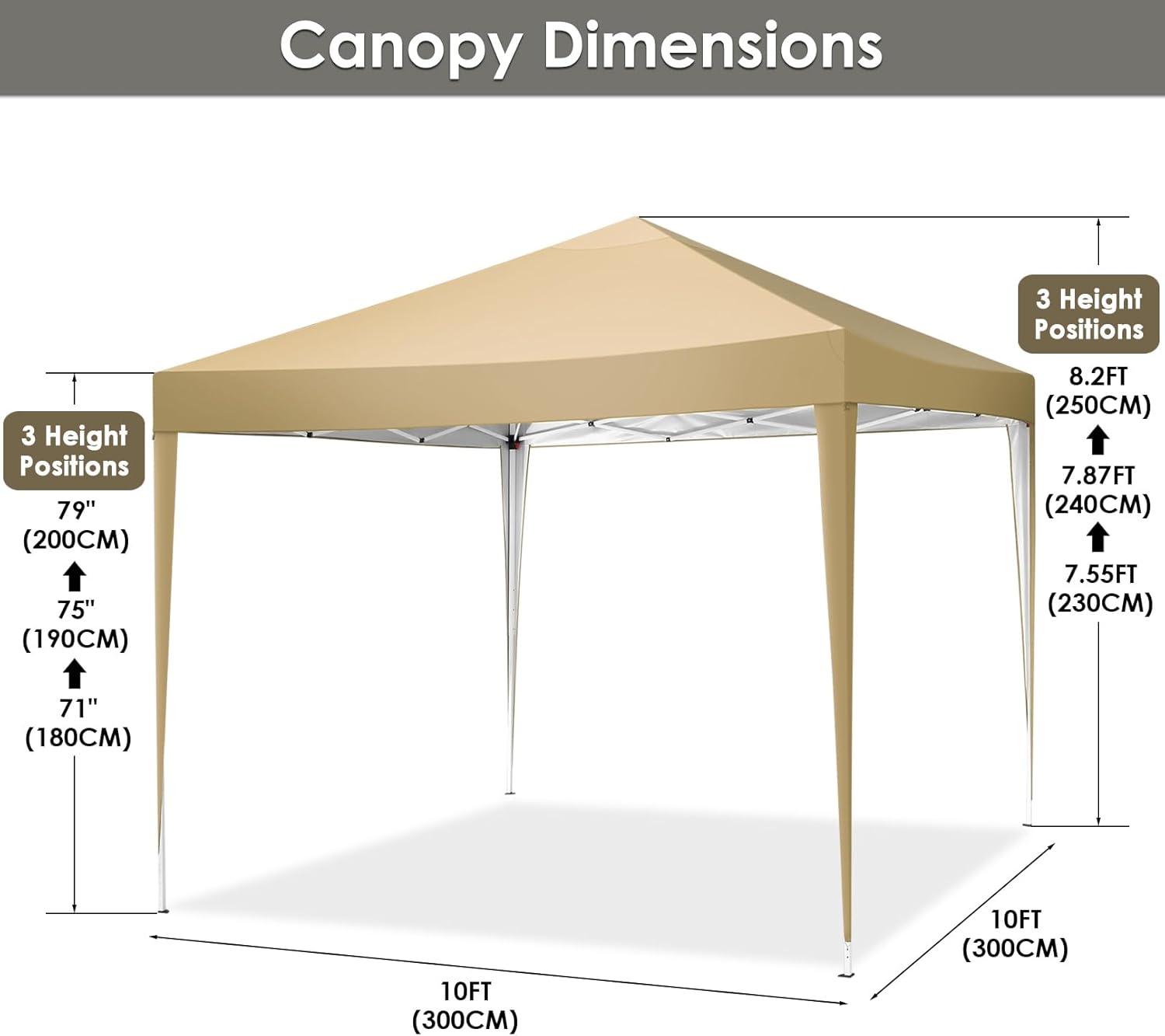 image:imageCOBIZI 10x20 Pop Up Canopy with 6 Sidewall Commercial Canopy UPF 50 Waterproof Outdoor Gazebo with Carry Bag Tents for Parties with Upgrade Frame 3 Height Adjustable BlackKhaki