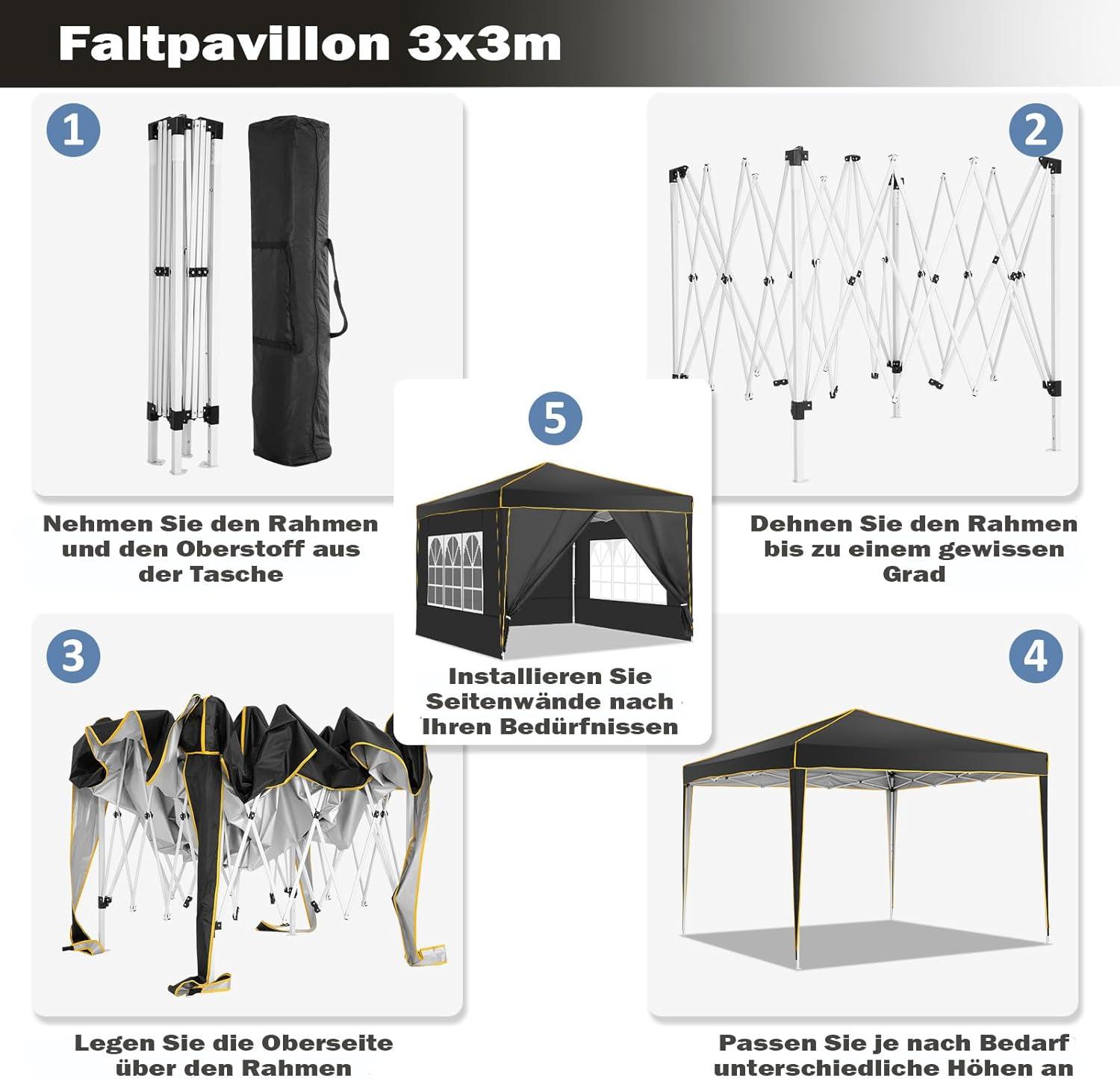 image:imageCOBIZI 10x20 Pop Up Canopy with 6 Sidewall Commercial Canopy UPF 50 Waterproof Outdoor Gazebo with Carry Bag Tents for Parties with Upgrade Frame 3 Height Adjustable BlackMatte Black