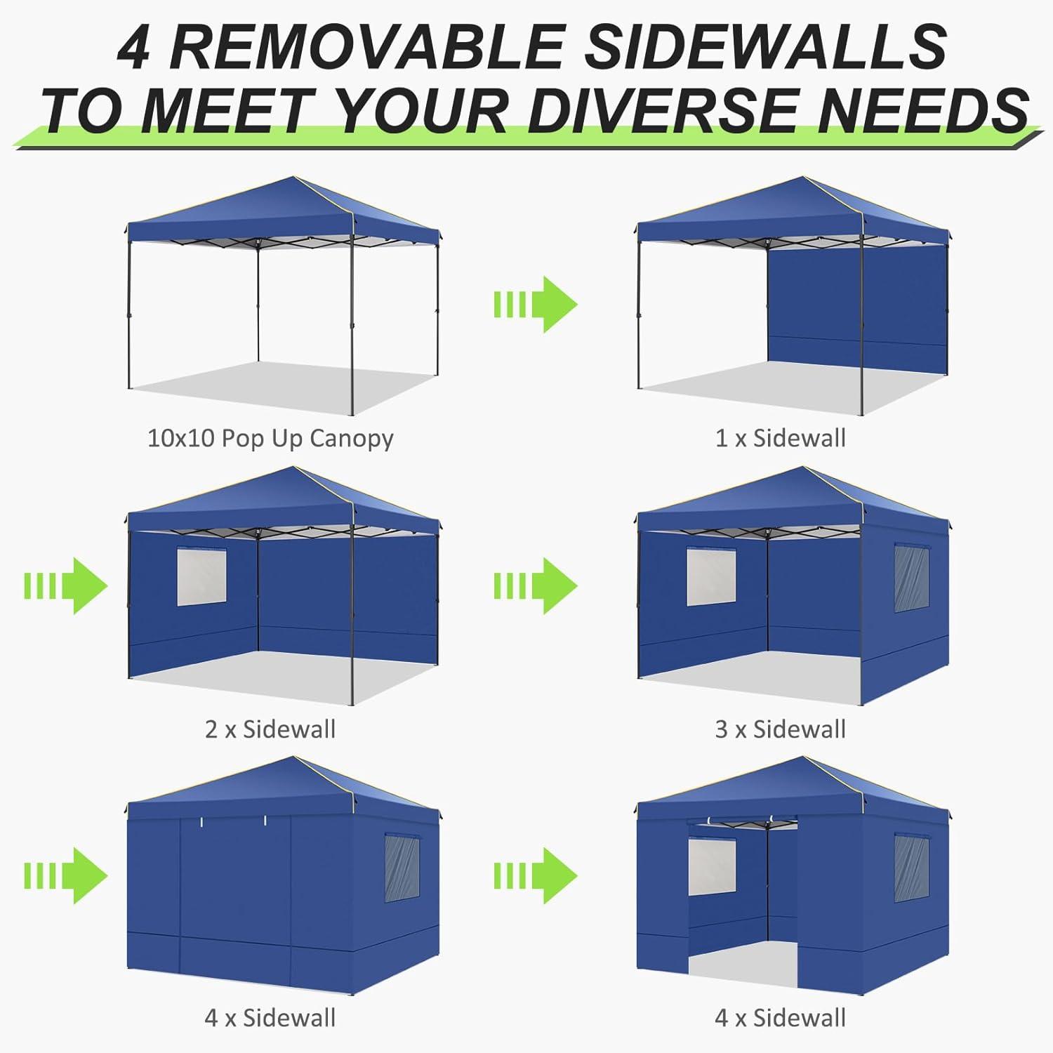 image:imageCOBIZI 10x20 Pop Up Canopy with 6 Sidewall Commercial Canopy UPF 50 Waterproof Outdoor Gazebo with Carry Bag Tents for Parties with Upgrade Frame 3 Height Adjustable BlackDark Blue