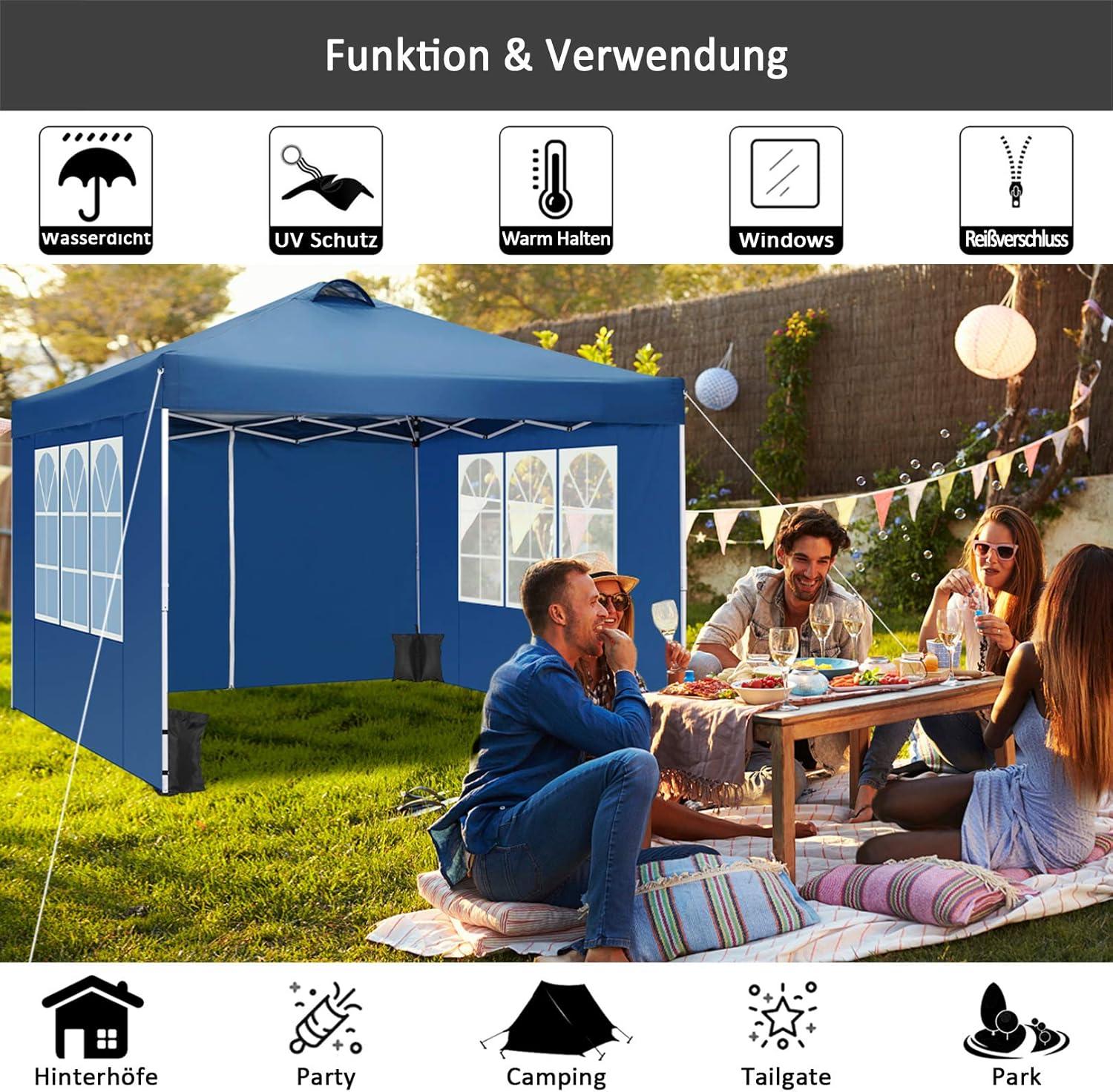 image:imageCOBIZI 10x20 Pop Up Canopy with 6 Sidewall Commercial Canopy UPF 50 Waterproof Outdoor Gazebo with Carry Bag Tents for Parties with Upgrade Frame 3 Height Adjustable BlackDark Blue