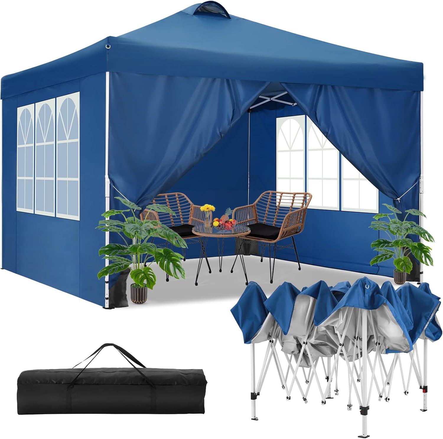 image:imageCOBIZI 10x20 Pop Up Canopy with 6 Sidewall Commercial Canopy UPF 50 Waterproof Outdoor Gazebo with Carry Bag Tents for Parties with Upgrade Frame 3 Height Adjustable BlackDark Blue