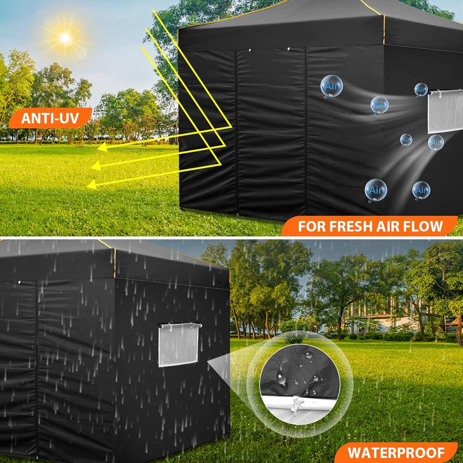 image:imageCOBIZI 10x20 Pop Up Canopy with 6 Sidewall Commercial Canopy UPF 50 Waterproof Outdoor Gazebo with Carry Bag Tents for Parties with Upgrade Frame 3 Height Adjustable BlackBlack1 year warranty