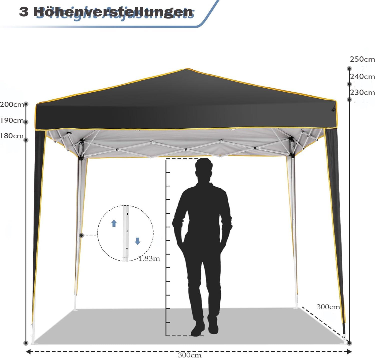 image:imageCOBIZI 10x20 Pop Up Canopy with 6 Sidewall Commercial Canopy UPF 50 Waterproof Outdoor Gazebo with Carry Bag Tents for Parties with Upgrade Frame 3 Height Adjustable BlackMatte Black