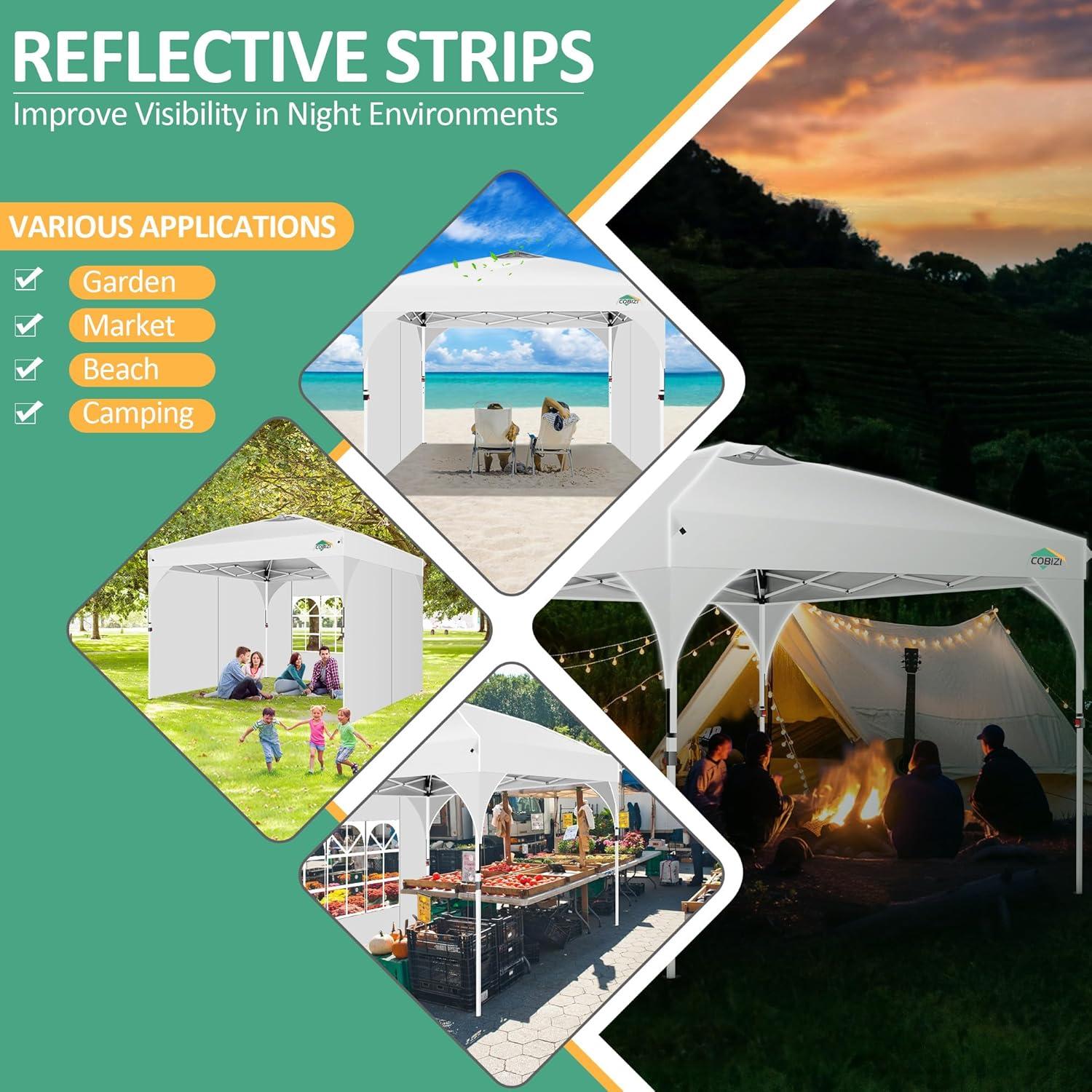image:imageCOBIZI 10x20 Pop up Canopy Tent with 4 Sidewalls Outdoor Canopy Tent for Party with Push Center Lock amp Air Vent 2000mmWaterproof Gazebo Canopy UPF 50with 4 Sandbags12 Stakes amp 6 RopesBlackWhite
