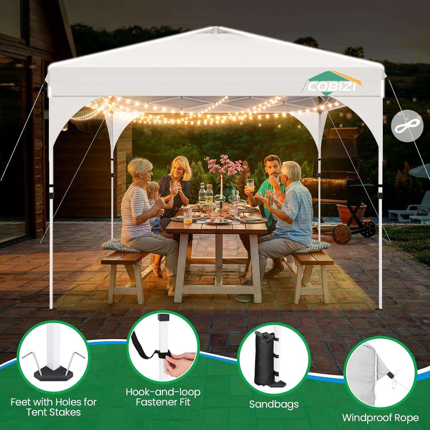 image:imageCOBIZI 10x20 Pop up Canopy Tent with 4 Sidewalls Outdoor Canopy Tent for Party with Push Center Lock amp Air Vent 2000mmWaterproof Gazebo Canopy UPF 50with 4 Sandbags12 Stakes amp 6 RopesBlackWhite