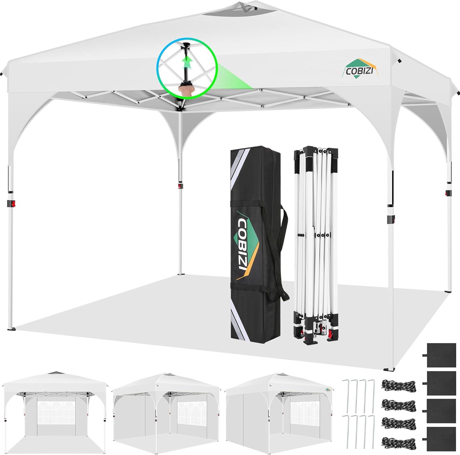 image:imageCOBIZI 10x20 Pop up Canopy Tent with 4 Sidewalls Outdoor Canopy Tent for Party with Push Center Lock amp Air Vent 2000mmWaterproof Gazebo Canopy UPF 50with 4 Sandbags12 Stakes amp 6 RopesBlackWhite