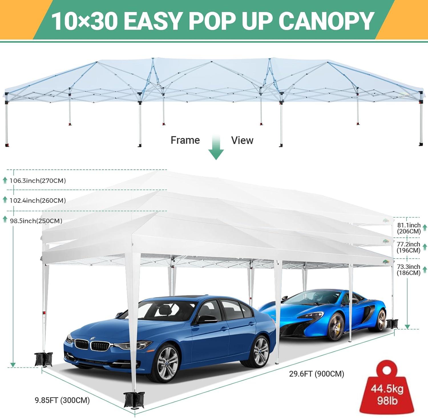 image:imageCOBIZI 10x30 Canopy Party Tent with 8 Walls 10x30 Pop Up Canopy for Parties Waterproof UPF 50 Outdoor Commercial Event Tent for Party Backyard Gazebo Canopy with Sidewalls amp SandbagsWhite10x30ft