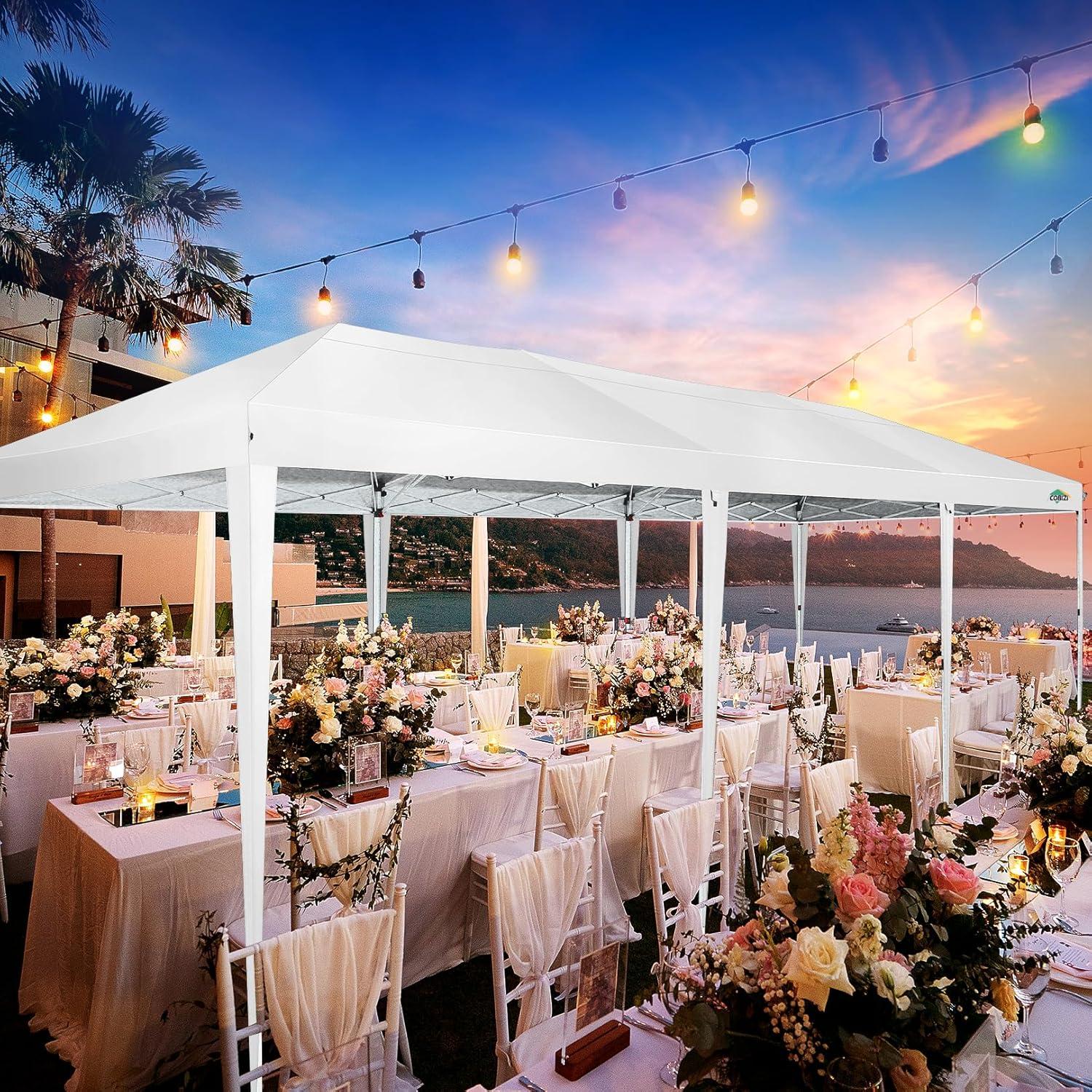 image:imageCOBIZI 10x30 Canopy Party Tent with 8 Walls 10x30 Pop Up Canopy for Parties Waterproof UPF 50 Outdoor Commercial Event Tent for Party Backyard Gazebo Canopy with Sidewalls amp SandbagsWhite10x30ft