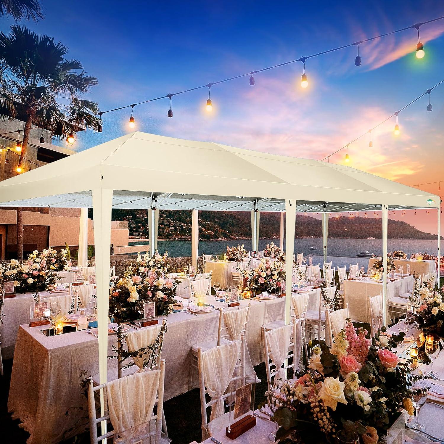 image:imageCOBIZI 10x30 Canopy Party Tent with 8 Walls 10x30 Pop Up Tent for Parties Waterproof UPF 50 Outdoor Commercial Event for Party Backyard Gazebo Canopy with Sidewalls amp SandbagsKhaki10x30ft