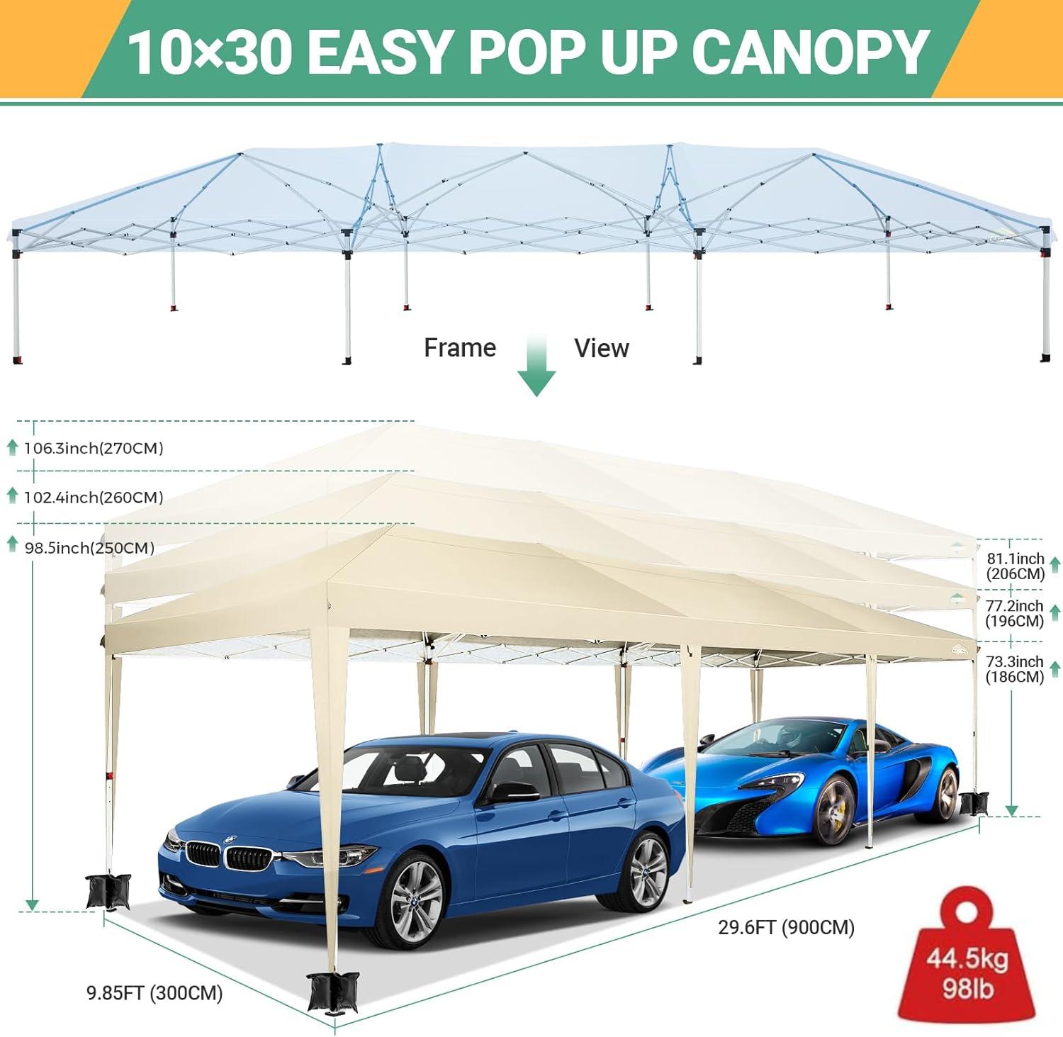 image:imageCOBIZI 10x30 Canopy Party Tent with 8 Walls 10x30 Pop Up Tent for Parties Waterproof UPF 50 Outdoor Commercial Event for Party Backyard Gazebo Canopy with Sidewalls amp SandbagsKhaki10x30ft