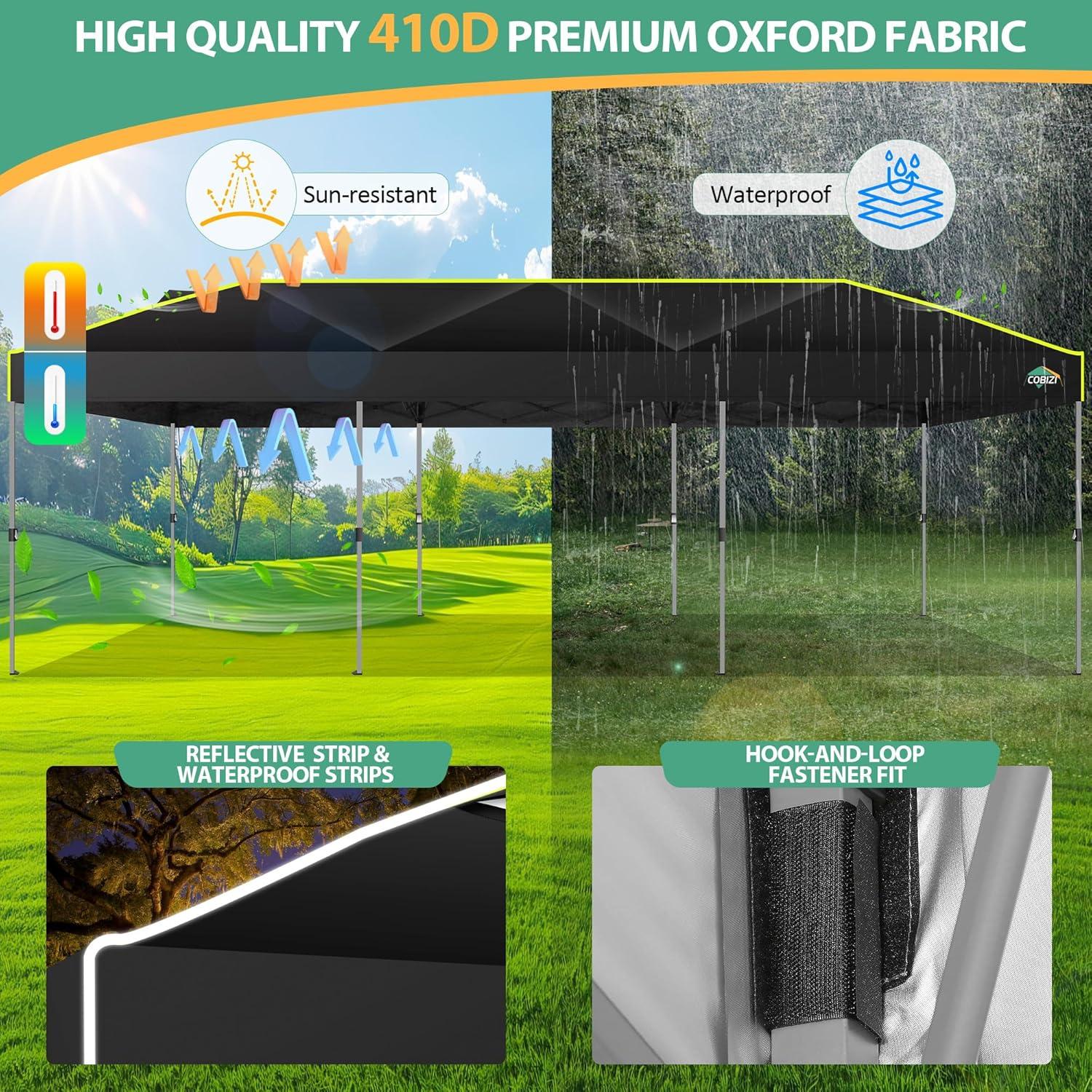 image:imageCOBIZI 10x30 Pop Up Canopy Tent with Air Vent EZ Pop Up Party 10x30 Canopy Tent Waterproof and UPF50Outdoor Canopy Tent for Parties Wedding Eventswith Roller Bag SandbagsBlack