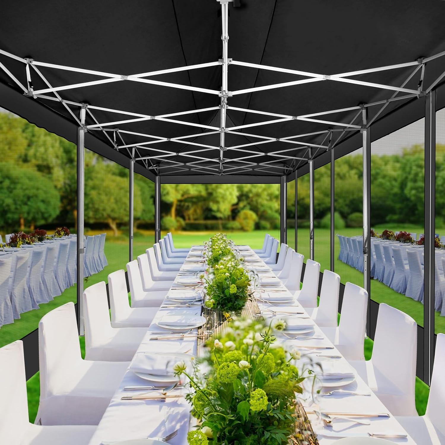 image:imageCOBIZI 10x30 Pop Up Canopy Tent with Sidewalls Heavy Duty 10x30 Party Tent Easy up Canopy UPF 50 Waterproof Commercial Outdoor Backyard Vendors Tents Gazebo with Roller Bag 10 x 30 ftBlack