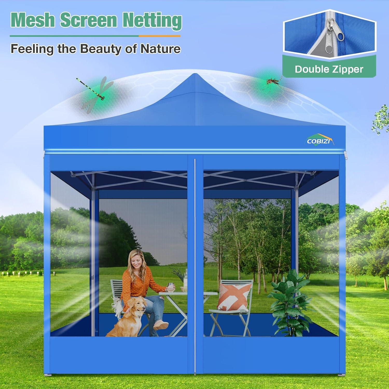 image:imageCOBIZI 10x30 Pop Up Canopy Tent with Sidewalls Heavy Duty 10x30 Party Tent Easy up Canopy UPF 50 Waterproof Commercial Outdoor Backyard Vendors Tents Gazebo with Roller Bag 10 x 30 ftBlue
