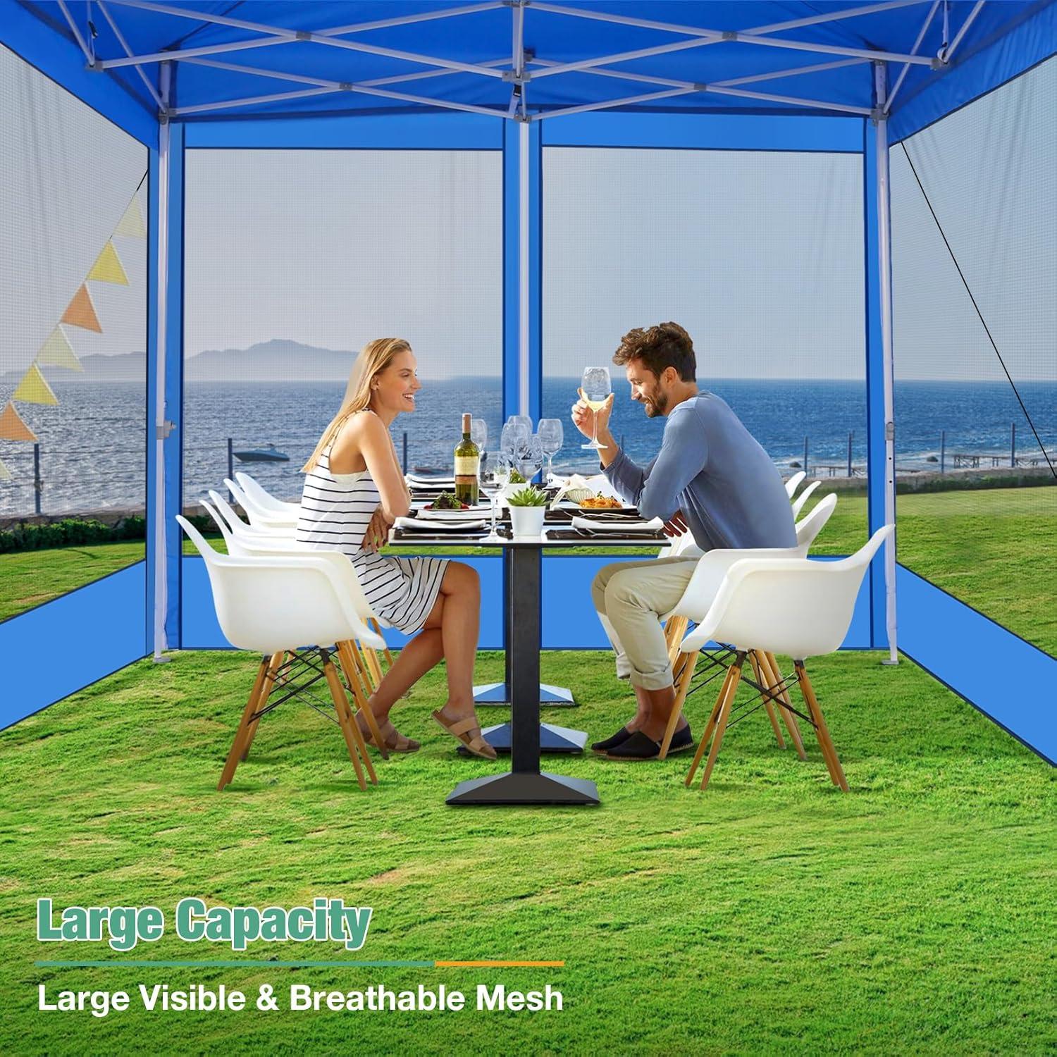 image:imageCOBIZI 10x30 Pop Up Canopy Tent with Sidewalls Heavy Duty 10x30 Party Tent Easy up Canopy UPF 50 Waterproof Commercial Outdoor Backyard Vendors Tents Gazebo with Roller Bag 10 x 30 ftBlue
