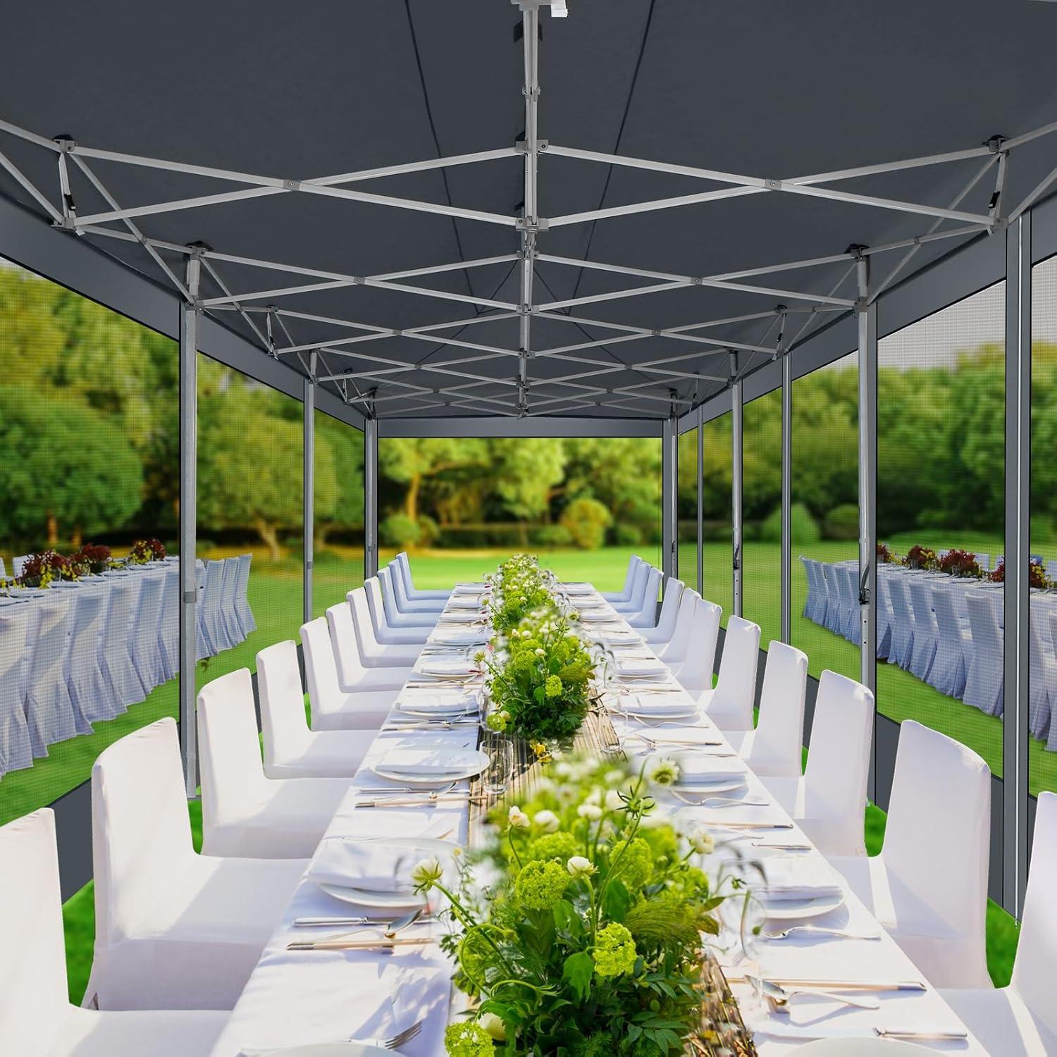 image:imageCOBIZI 10x30 Pop Up Canopy Tent with Sidewalls Heavy Duty 10x30 Party Tent Easy up Canopy UPF 50 Waterproof Commercial Outdoor Backyard Vendors Tents Gazebo with Roller Bag 10 x 30 ftGray