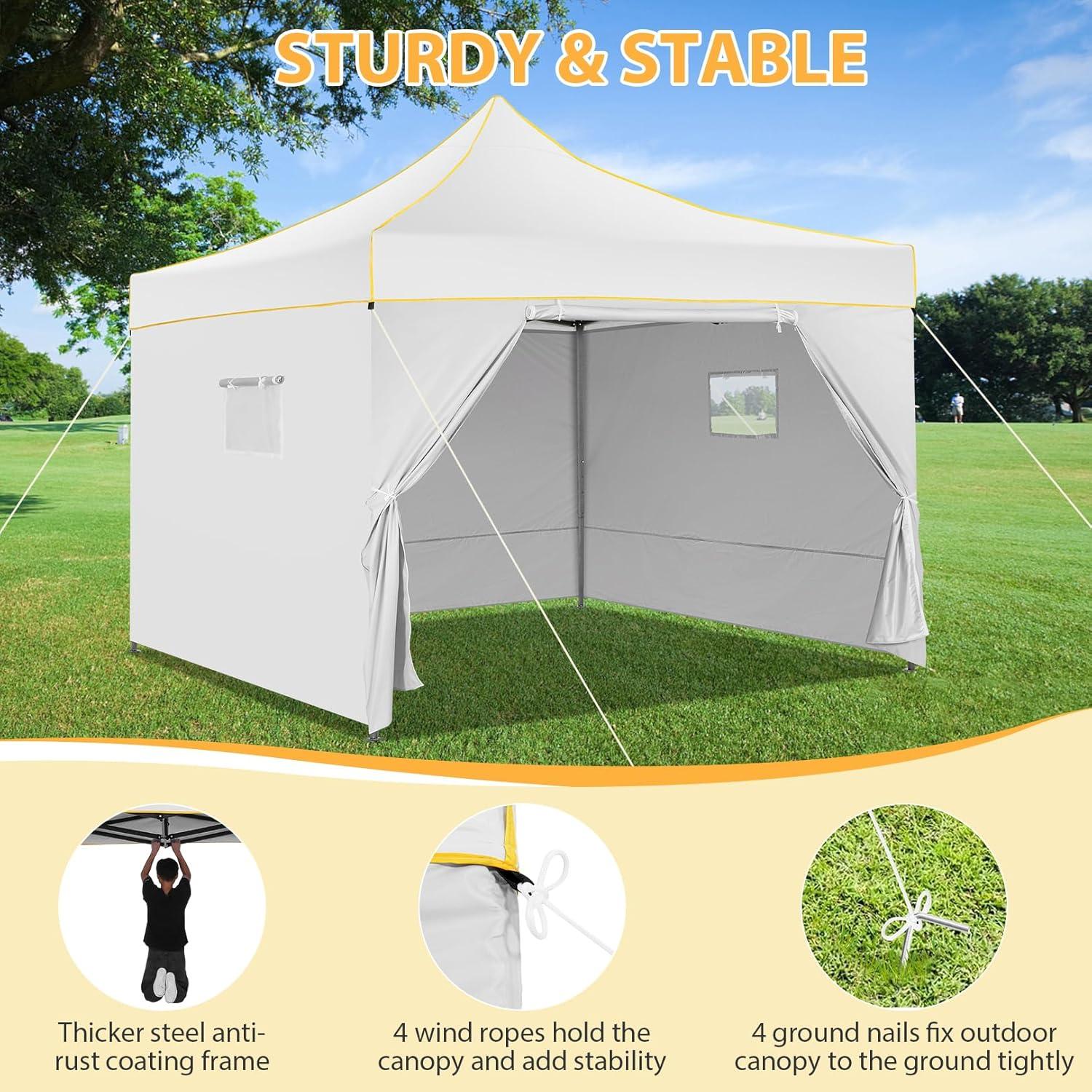 image:imageCOBIZI 10x30 Pop Up Heavy Duty Canopy with 8 Sidewalls and Hexagonal Legs Easy up Tent for Party Wedding and Commercial Outdoor Canopy with Roller Bag Sand Bags Waterproof amp UPF50 GrayWhite