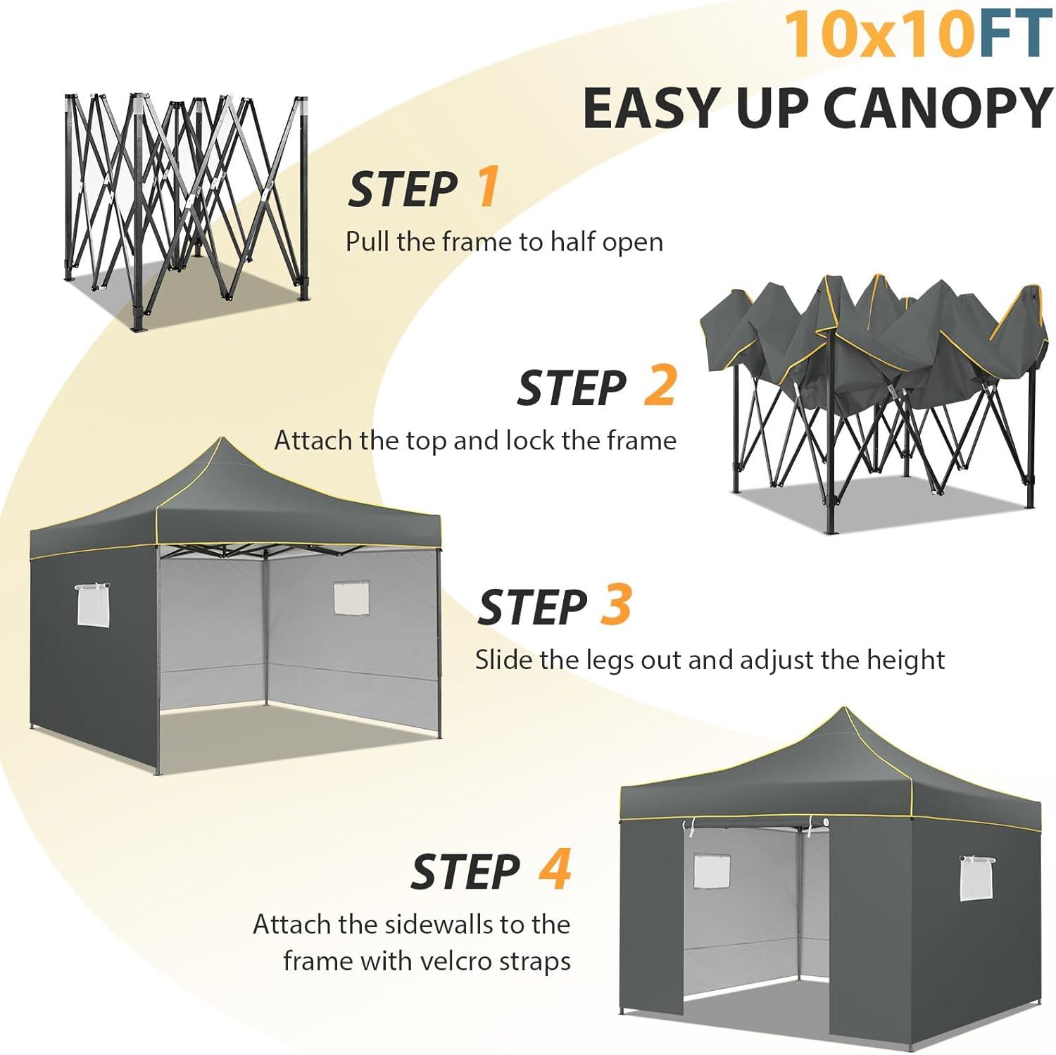image:imageCOBIZI 10x30 Pop Up Heavy Duty Canopy with 8 Sidewalls and Hexagonal Legs Easy up Tent for Party Wedding and Commercial Outdoor Canopy with Roller Bag Sand Bags Waterproof amp UPF50 GrayGray