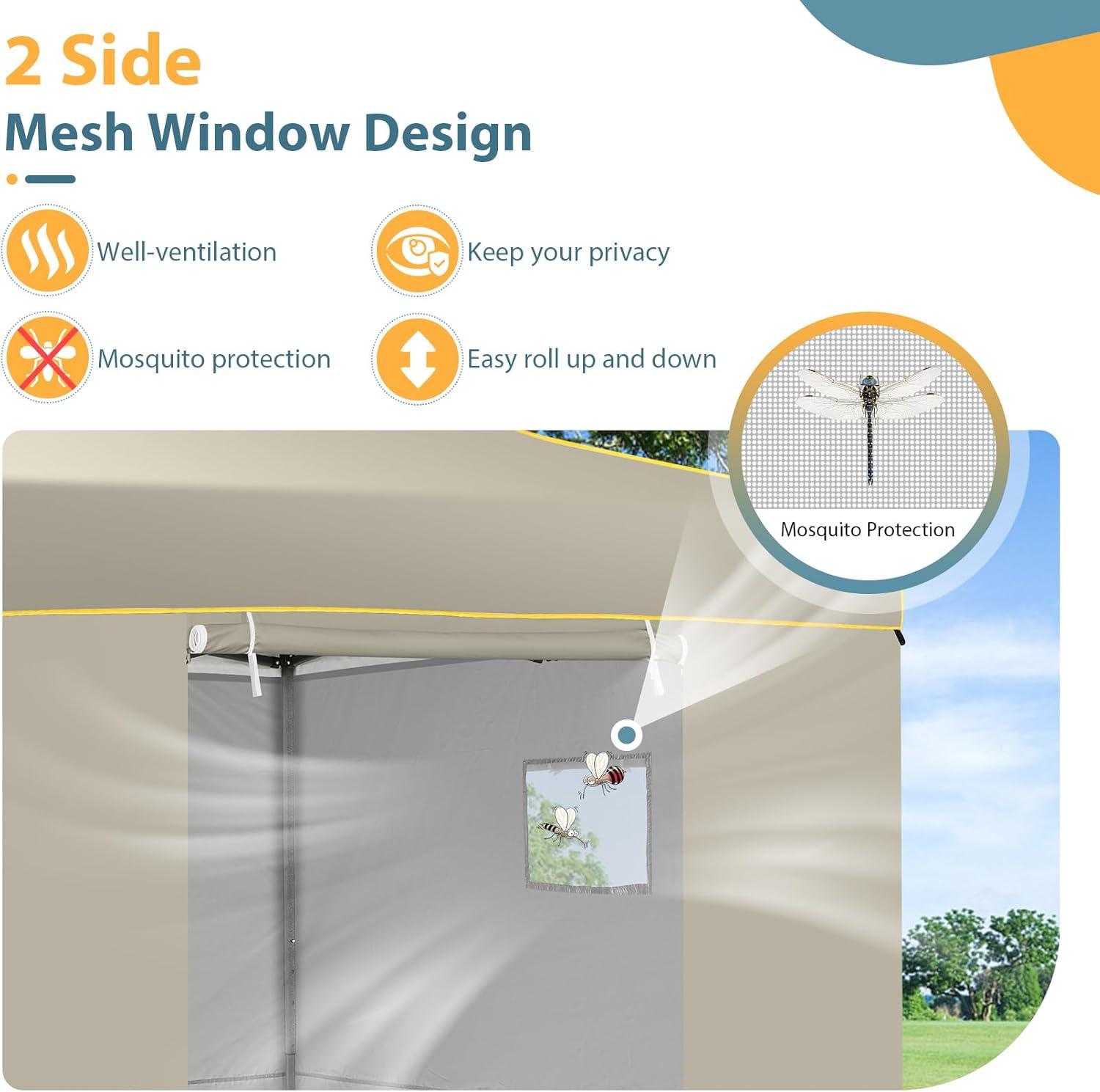 image:imageCOBIZI 10x30 Pop Up Heavy Duty Canopy with 8 Sidewalls and Hexagonal Legs Easy up Tent for Party Wedding and Commercial Outdoor Canopy with Roller Bag Sand Bags Waterproof amp UPF50 GrayKhaki