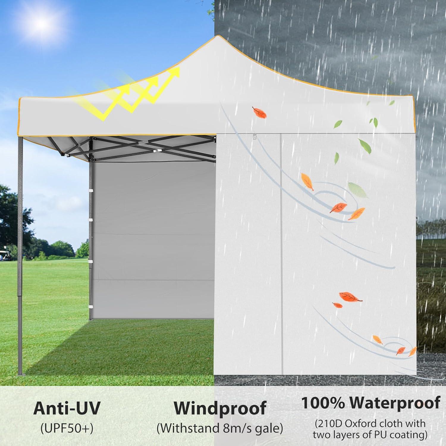 image:imageCOBIZI 10x30 Pop Up Heavy Duty Canopy with 8 Sidewalls and Hexagonal Legs Easy up Tent for Party Wedding and Commercial Outdoor Canopy with Roller Bag Sand Bags Waterproof amp UPF50 GrayWhite
