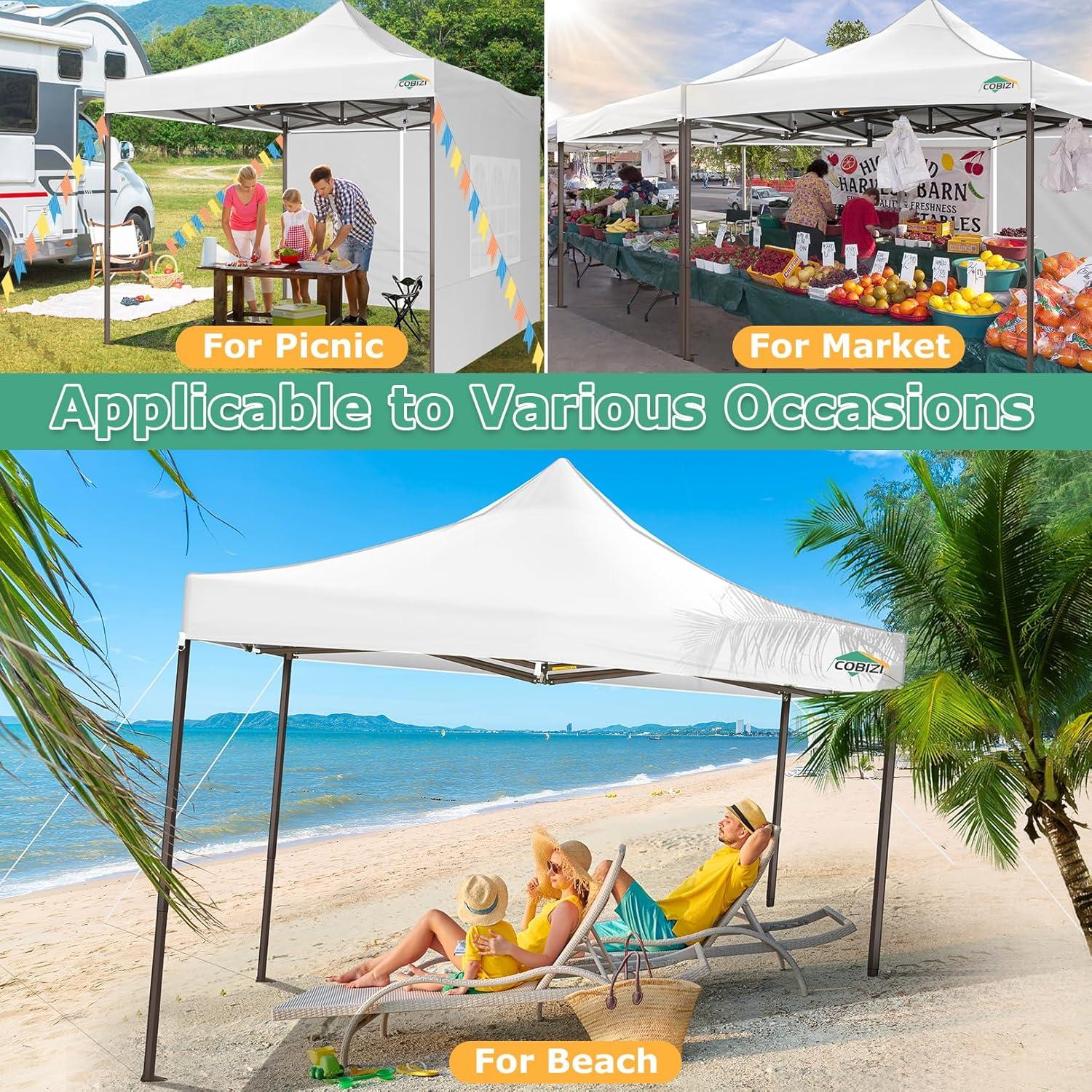 image:imageCOBIZI 10x30 Pop Up Heavy Duty Canopy with 8 Sidewalls and Hexagonal Legs Easy up Tent for Party Wedding and Commercial Outdoor Canopy with Roller Bag Sand Bags Waterproof amp UPF50 GrayWhite