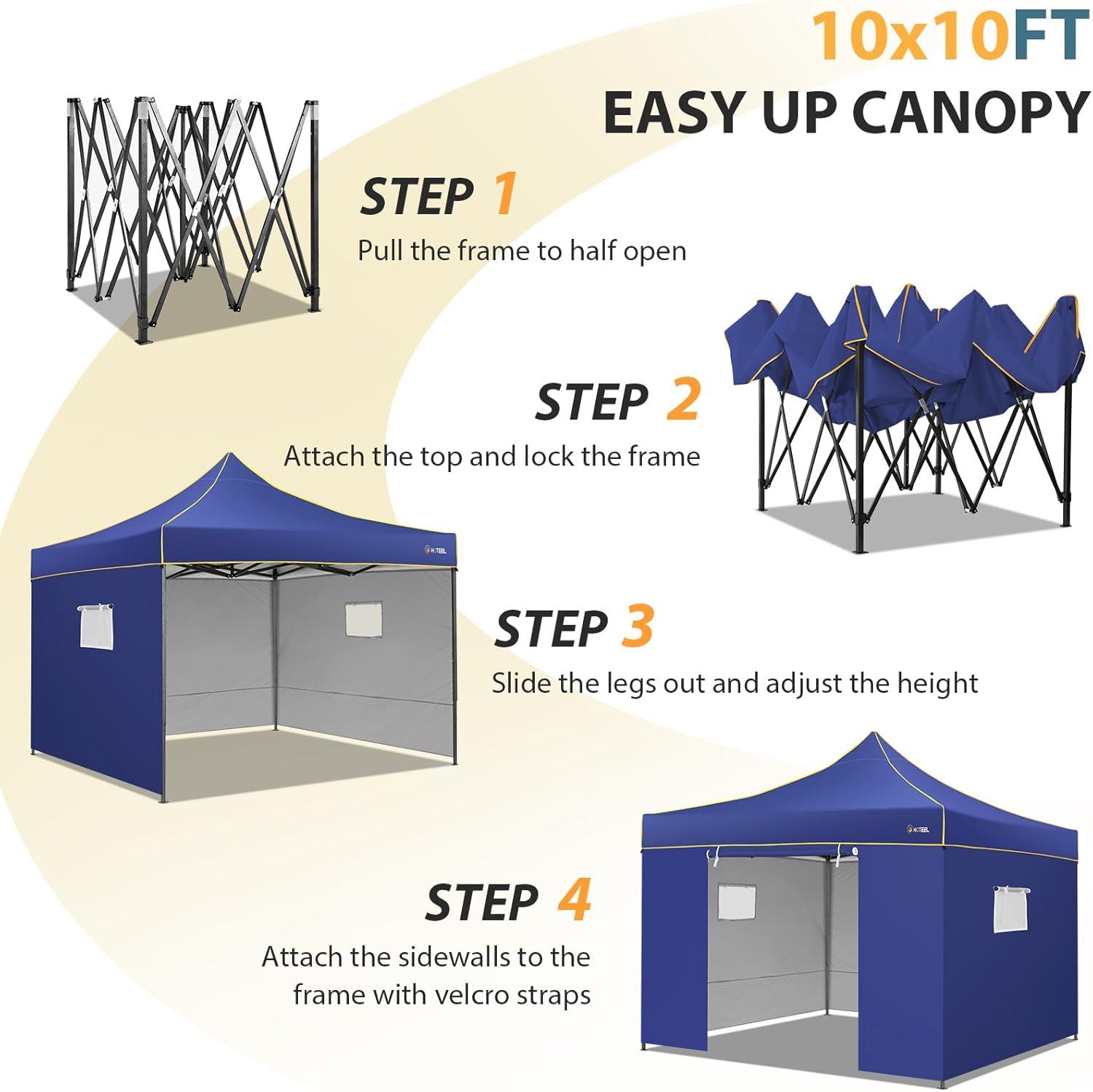 image:imageCOBIZI 10x30 Pop Up Heavy Duty Canopy with 8 Sidewalls and Hexagonal Legs Easy up Tent for Party Wedding and Commercial Outdoor Canopy with Roller Bag Sand Bags Waterproof amp UPF50 GrayDark Blue