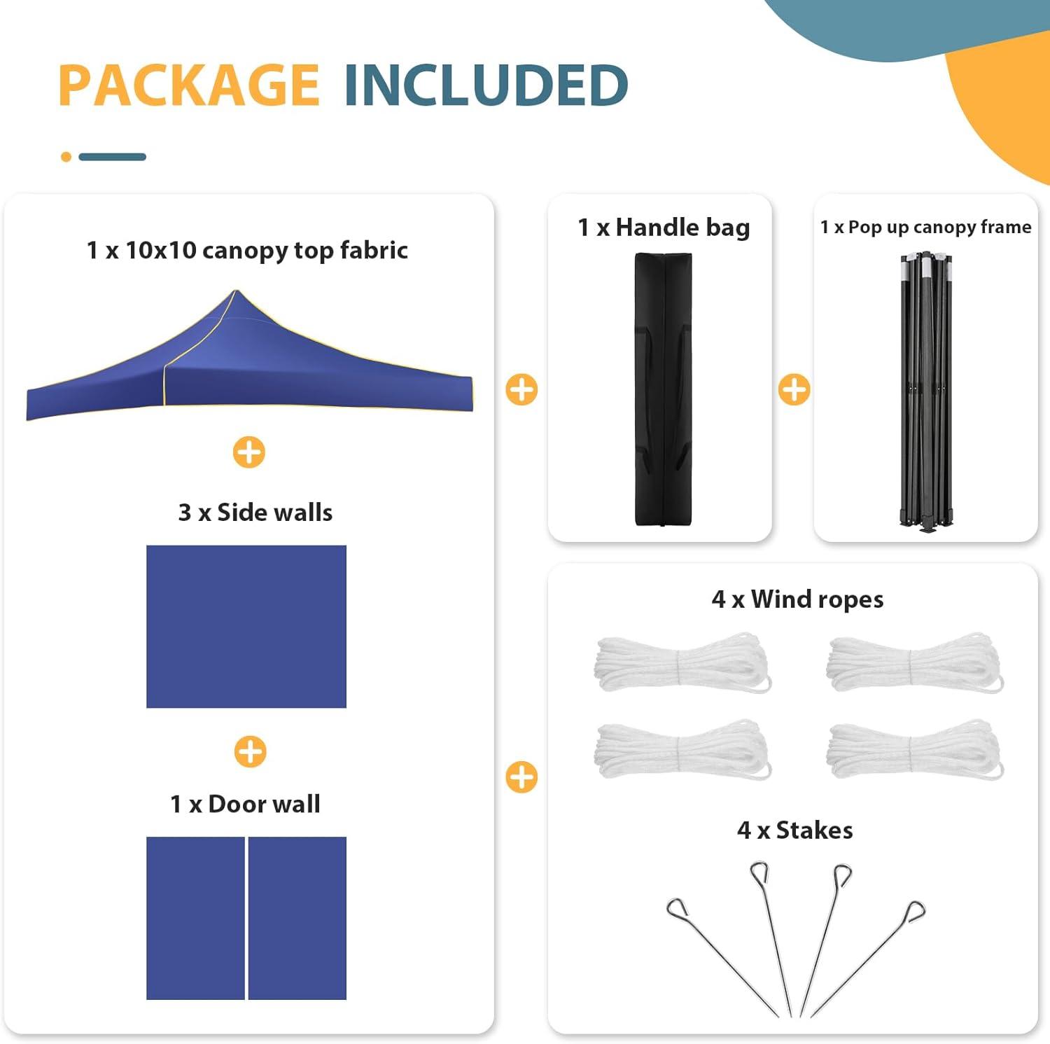 image:imageCOBIZI 10x30 Pop Up Heavy Duty Canopy with 8 Sidewalls and Hexagonal Legs Easy up Tent for Party Wedding and Commercial Outdoor Canopy with Roller Bag Sand Bags Waterproof amp UPF50 GrayDark Blue