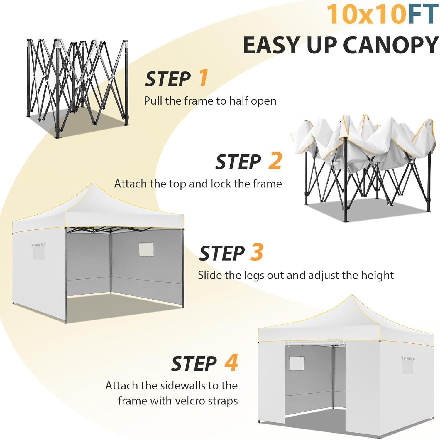 image:imageCOBIZI 10x30 Pop Up Heavy Duty Canopy with 8 Sidewalls and Hexagonal Legs Easy up Tent for Party Wedding and Commercial Outdoor Canopy with Roller Bag Sand Bags Waterproof amp UPF50 GrayWhite