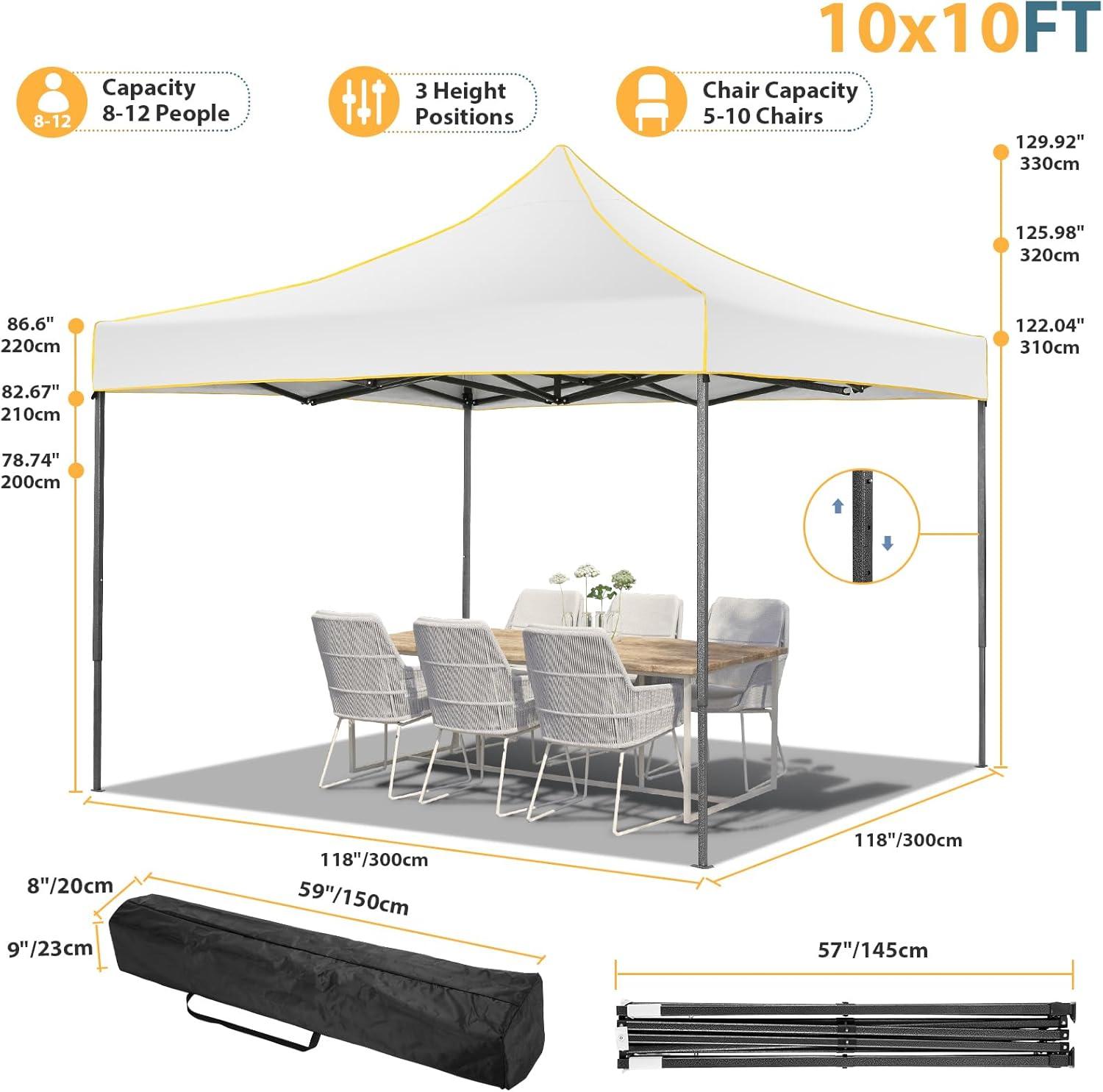 image:imageCOBIZI 10x30 Pop Up Heavy Duty Canopy with 8 Sidewalls and Hexagonal Legs Easy up Tent for Party Wedding and Commercial Outdoor Canopy with Roller Bag Sand Bags Waterproof amp UPF50 GrayWhite