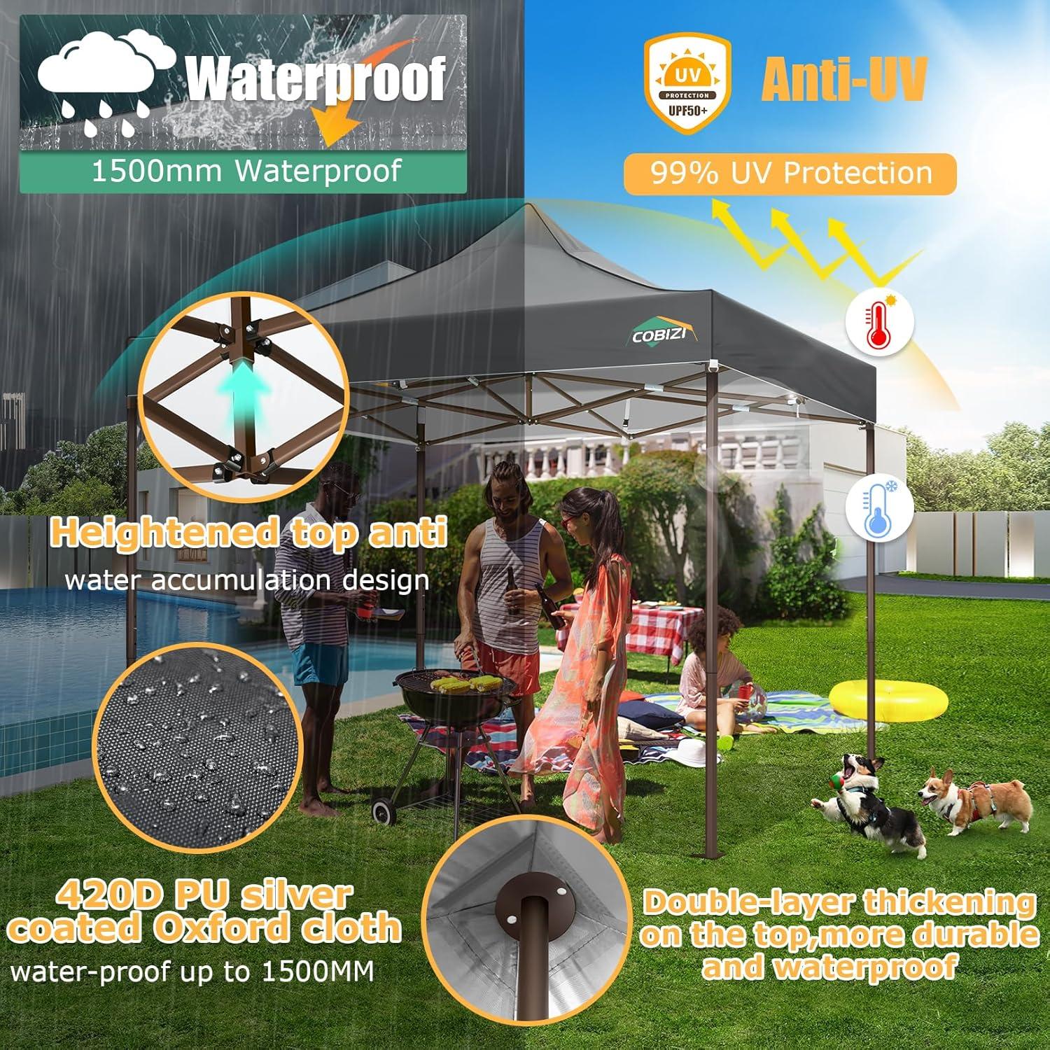 image:imageCOBIZI 10x30 Pop Up Heavy Duty Canopy with 8 Sidewalls and Hexagonal Legs Easy up Tent for Party Wedding and Commercial Outdoor Canopy with Roller Bag Sand Bags Waterproof amp UPF50 GrayGray