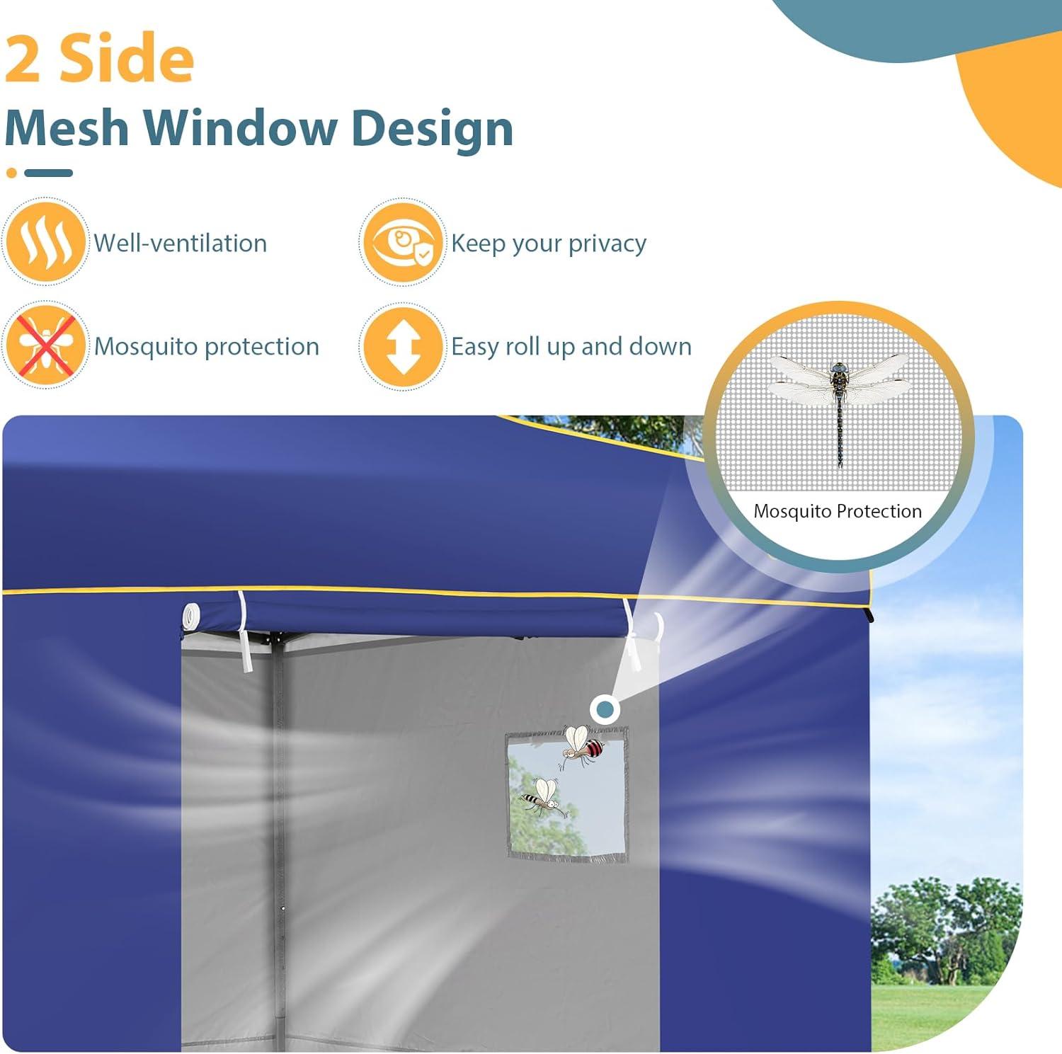 image:imageCOBIZI 10x30 Pop Up Heavy Duty Canopy with 8 Sidewalls and Hexagonal Legs Easy up Tent for Party Wedding and Commercial Outdoor Canopy with Roller Bag Sand Bags Waterproof amp UPF50 GrayDark Blue