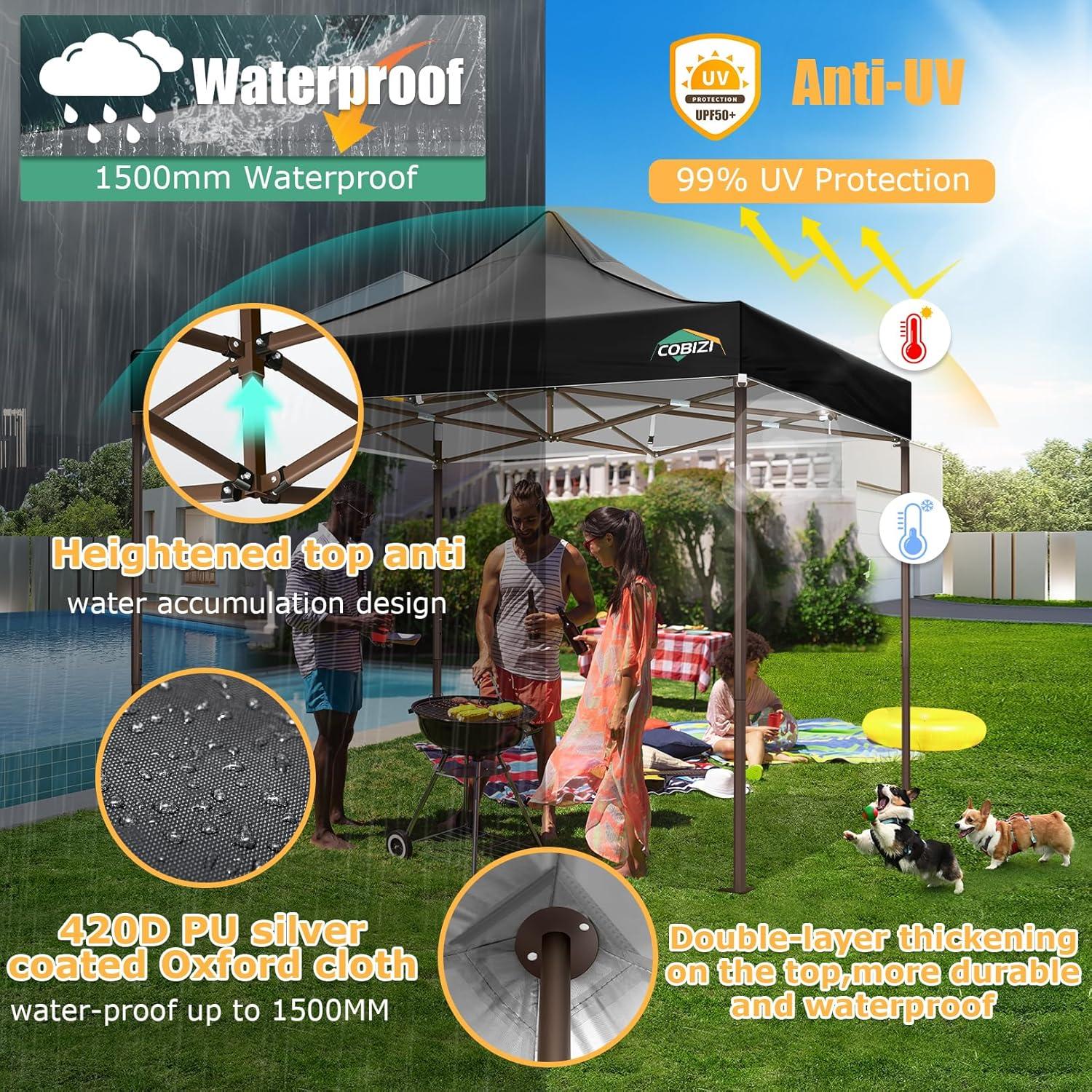 image:imageCOBIZI 10x30 Pop Up Heavy Duty Canopy with 8 Sidewalls and Hexagonal Legs Easy up Tent for Party Wedding and Commercial Outdoor Canopy with Roller Bag Sand Bags Waterproof amp UPF50 GrayBlack