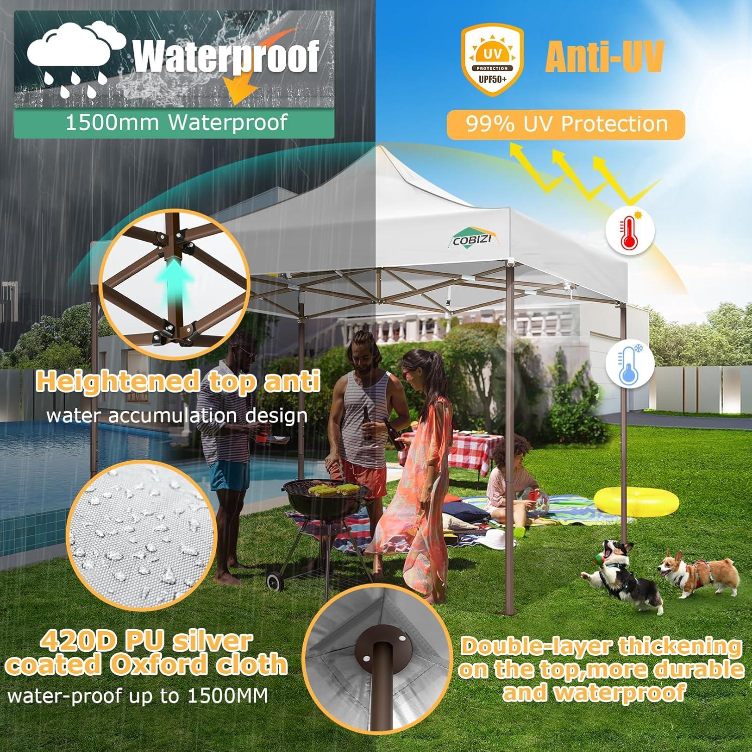 image:imageCOBIZI 10x30 Pop Up Heavy Duty Canopy with 8 Sidewalls and Hexagonal Legs Easy up Tent for Party Wedding and Commercial Outdoor Canopy with Roller Bag Sand Bags Waterproof amp UPF50 GrayWhite