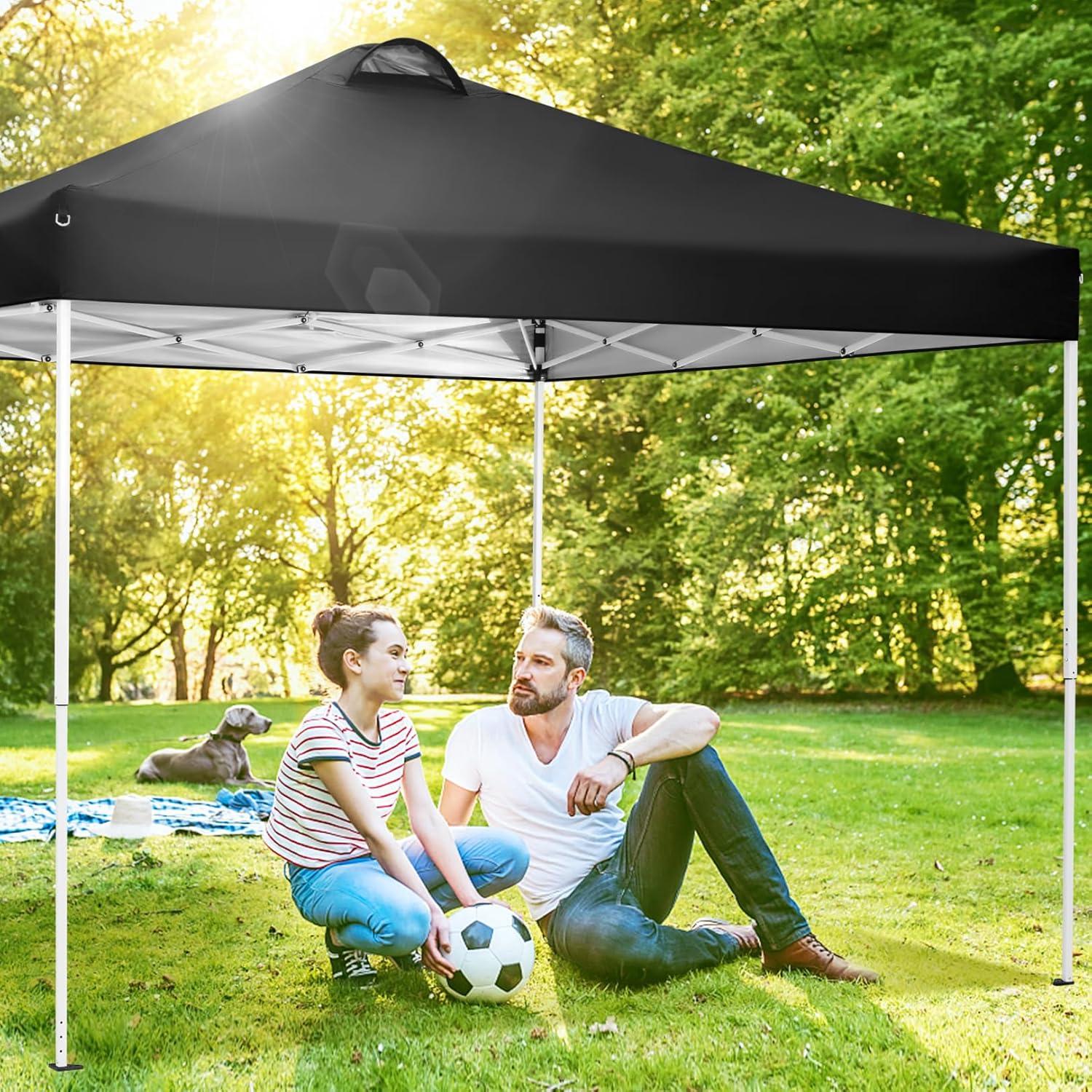 image:imageCOBIZI Canopy 10x10 Pop Up Canopy Tent with 4 Sidewalls One Push Party Tents for Parties Outdoor Wedding Waterproof Gazebo Commercial Event Tent with Sandbags WhiteKnight BLack