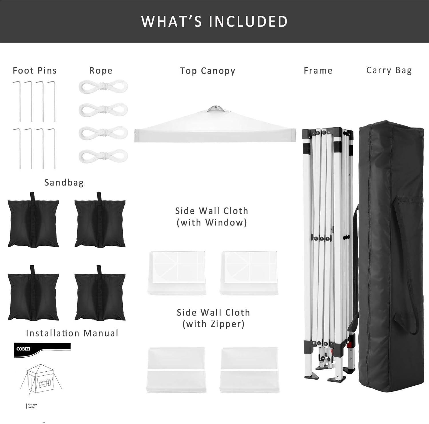 image:imageCOBIZI Canopy 10x10 Pop Up Canopy Tent with 4 Sidewalls One Push Party Tents for Parties Outdoor Wedding Waterproof Gazebo Commercial Event Tent with Sandbags WhiteWhite1 year warranty