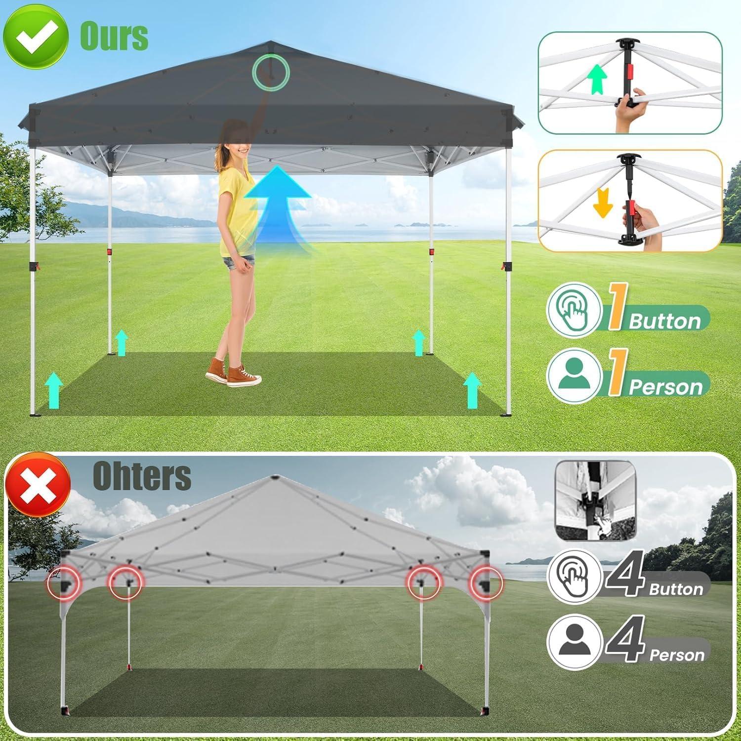 image:imageCOBIZI Canopy 10x10 Pop Up Canopy Tent with 4 Sidewalls One Push Party Tents for Parties Outdoor Wedding Waterproof Gazebo Commercial Event Tent with Sandbags WhiteBlack1 year warranty