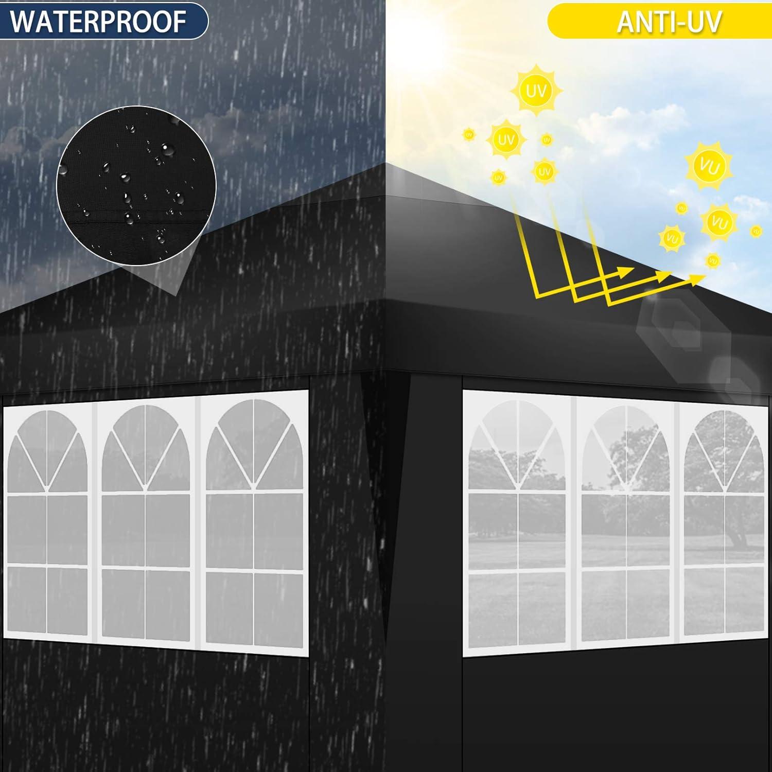 image:imageCOBIZI Canopy 10x10 Pop Up Canopy Tent with 4 Sidewalls One Push Party Tents for Parties Outdoor Wedding Waterproof Gazebo Commercial Event Tent with Sandbags WhiteKnight BLack