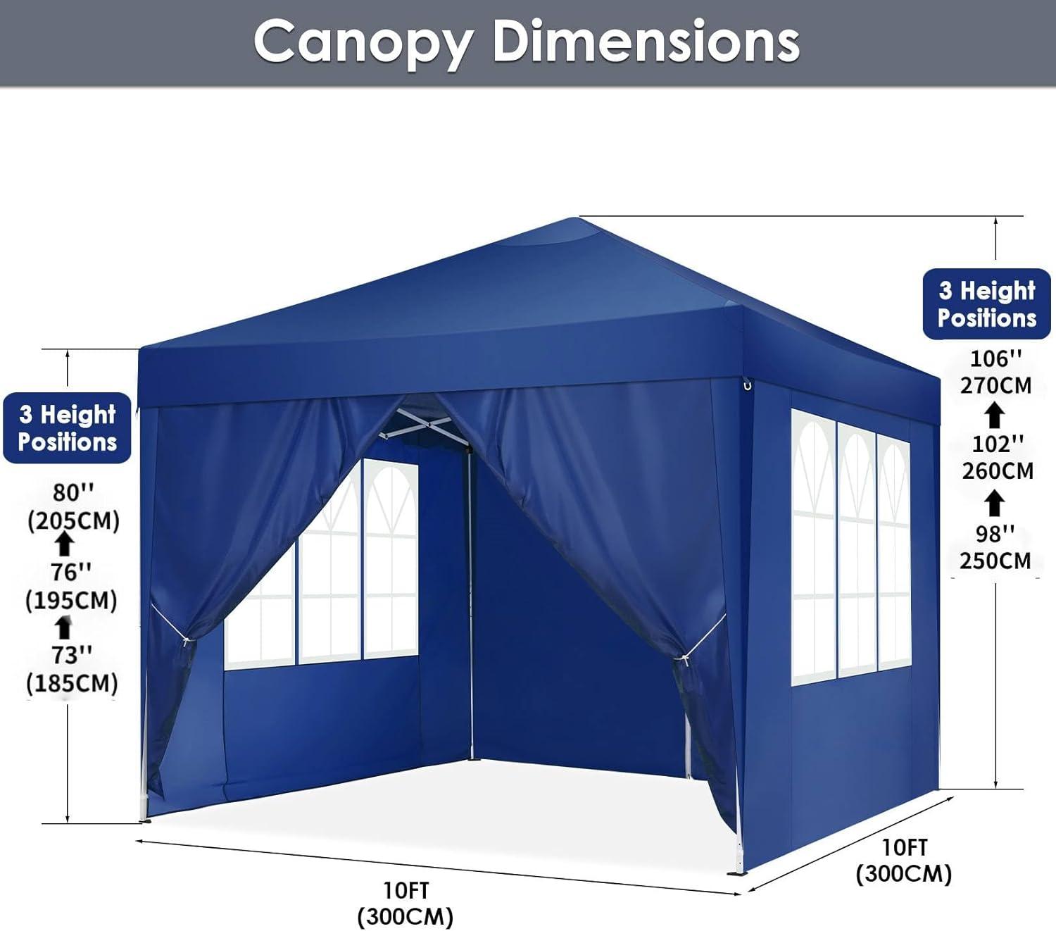 image:imageCOBIZI Canopy 10x10 Pop Up Canopy Tent with 4 Sidewalls Party Tents for Parties Weddings Backyard Waterproof Canopy Outdoor Commercial Canopy Event Tent with Stakes Ropes Navy Blue