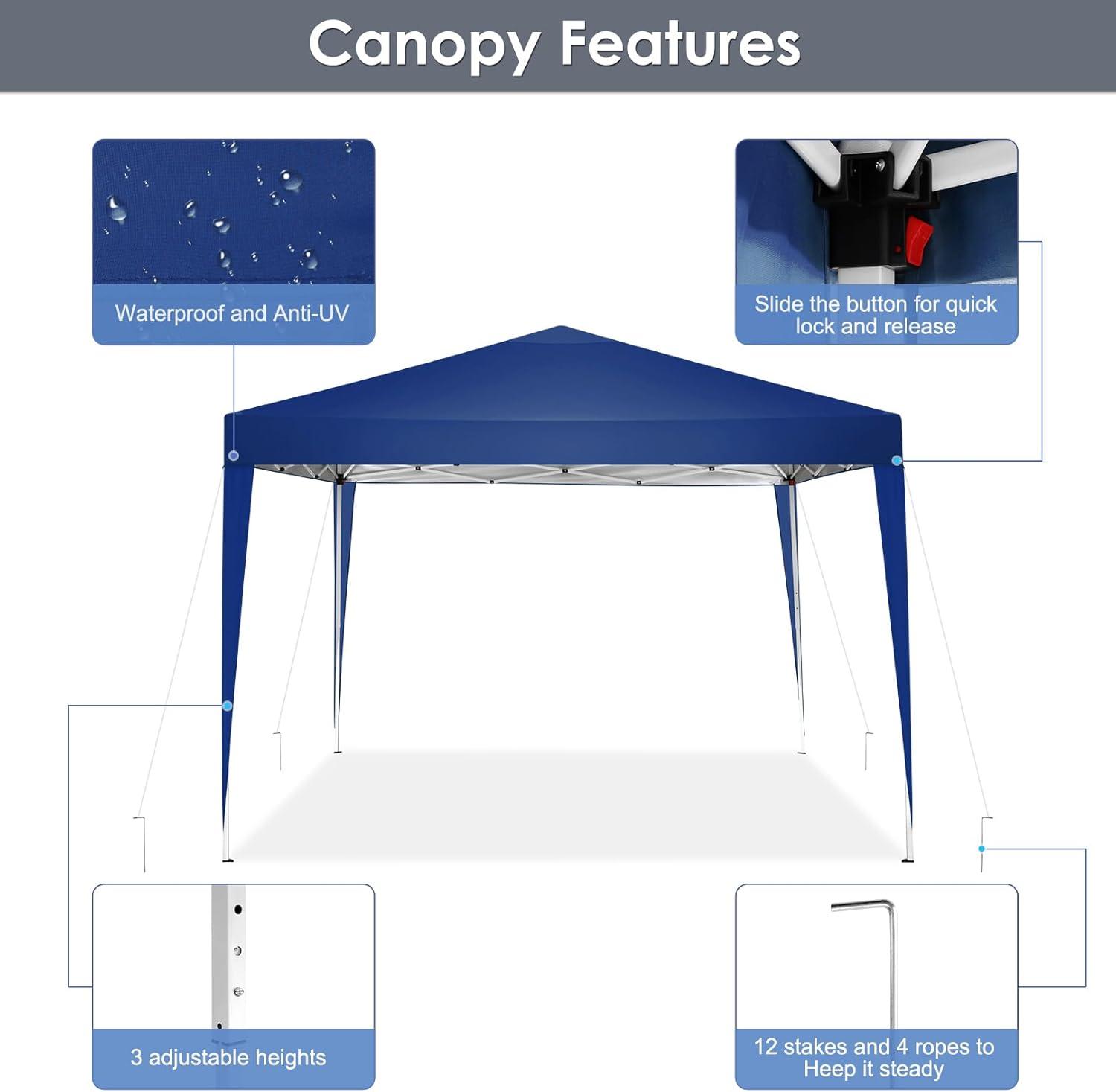 image:imageCOBIZI Canopy 10x10 Pop Up Canopy Tent with 4 Sidewalls Party Tents for Parties Weddings Backyard Waterproof Canopy Outdoor Commercial Canopy Event Tent with Stakes Ropes Navy Blue